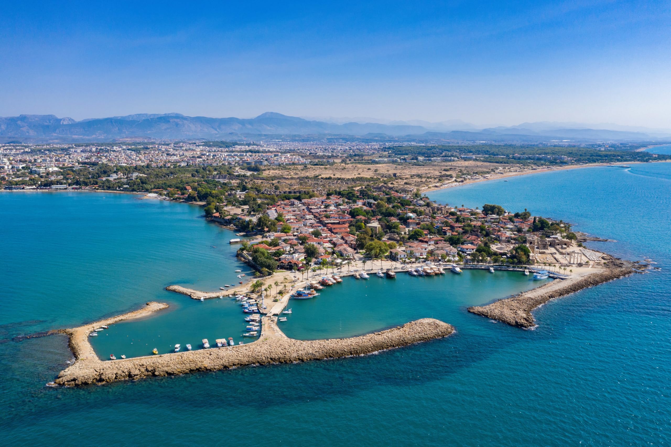 immagine acrilica antica città side turchia anfiteatro marina