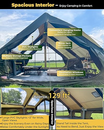 Miniatura 4 de Tienda de campaña inflable, diseño de lujo de Glamping con tragaluz, tela de Oxford