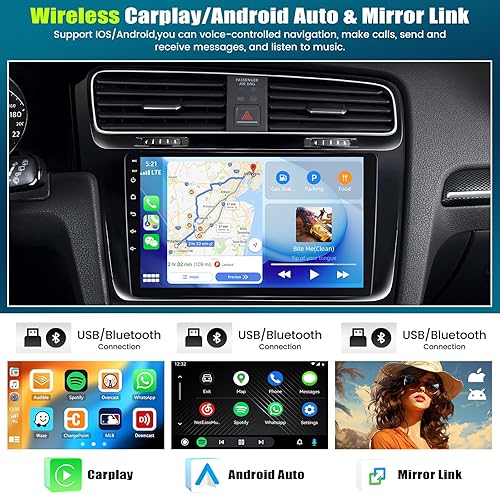 Miniatura 9 de Radio de coche Android de 10 pulgadas con pantalla táctil GPS Sat Navi estéreo AMprime 2 DIN Bluetooth WiFi FM receptor teléfono celular espejo