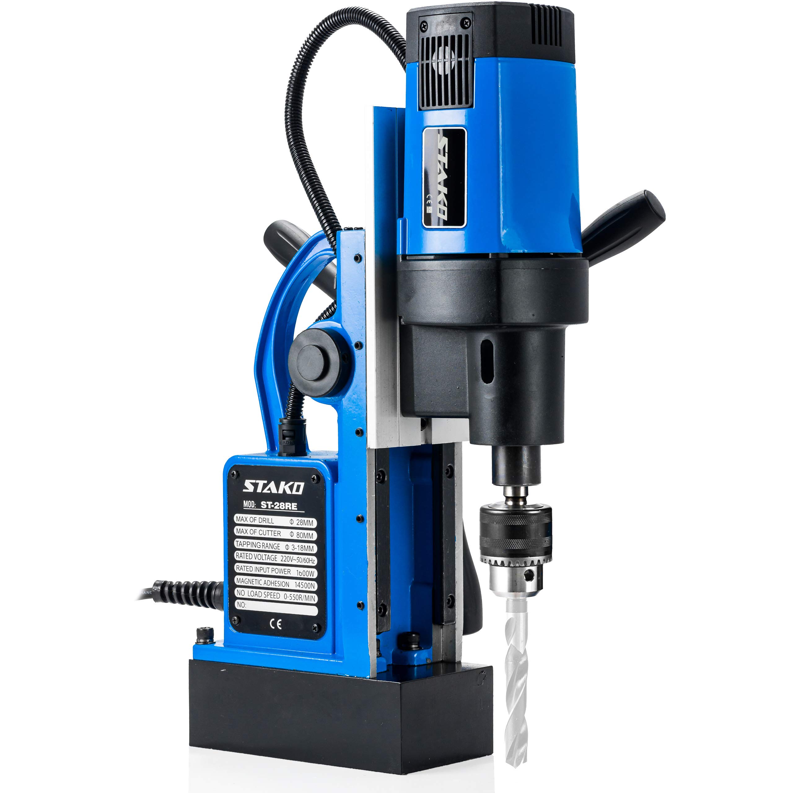 STAKO ST-28RE - Taladradora Magnética, Herramienta Eléctrica (80 mm de diámetro, 1600 W, con maletín, fuerza magnética 14500 N, 1 unidad)