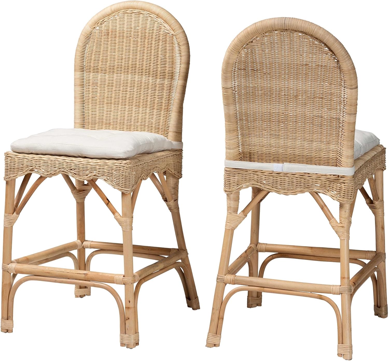 bali & pari Bilu Bohemian Natural Rattan 2-Piece Counter Stool Set