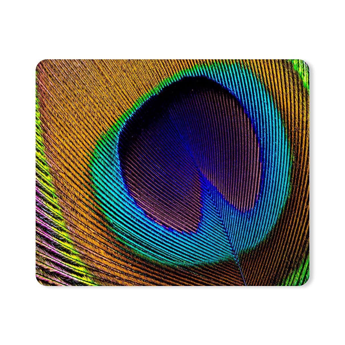 Chiraiyaa Peacock Feather Background Designer Printed Premium Mouse pad with Anti-Skid Base and Smooth Gliding (9 in x 7.5 in)