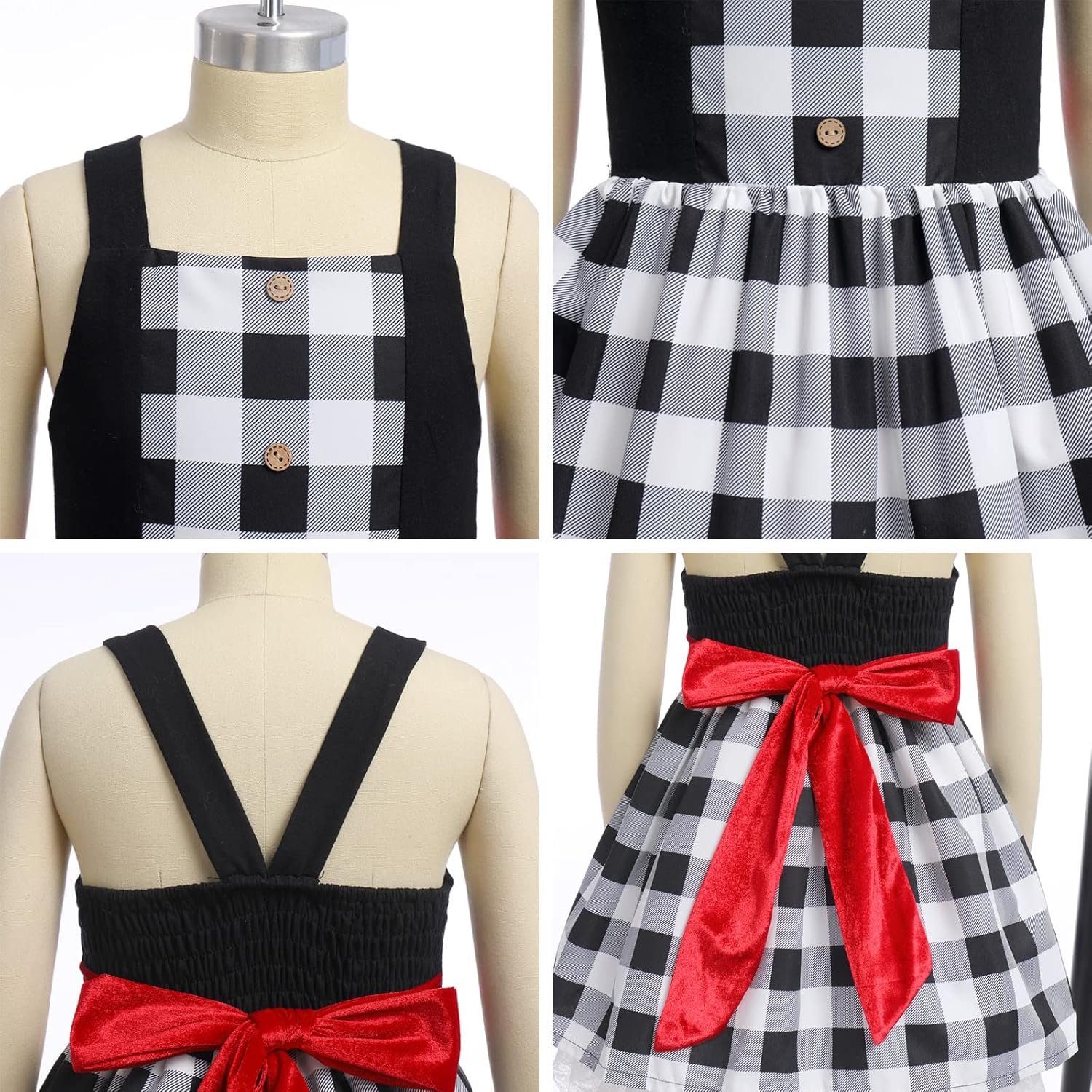 IDOPIP Women Kids Baby Girls Christmas Party Dress Xmas Red Plaid Tutu Dress with Hooded Cloak Cape Family Matching Costume - Image 5