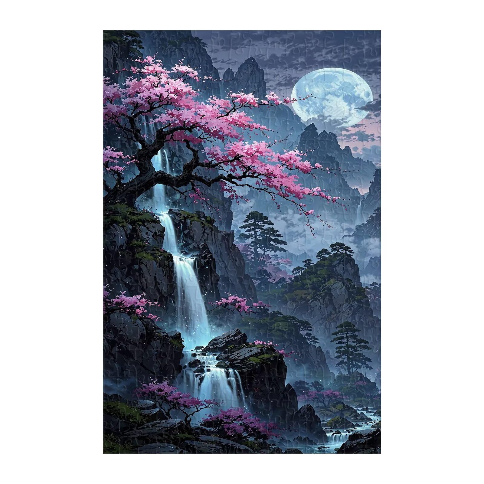 Puzzle 1000 Pezzi, Cascata Fiori Luna Puzzles, Gioco Educativo Sviluppare Osservazione e Logica, Puzzle 1000 Pezzi per Adulti