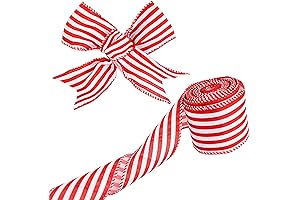 White and Red Christmas Ribbon Wired - Add Festive Cheer to Your Holiday Decor