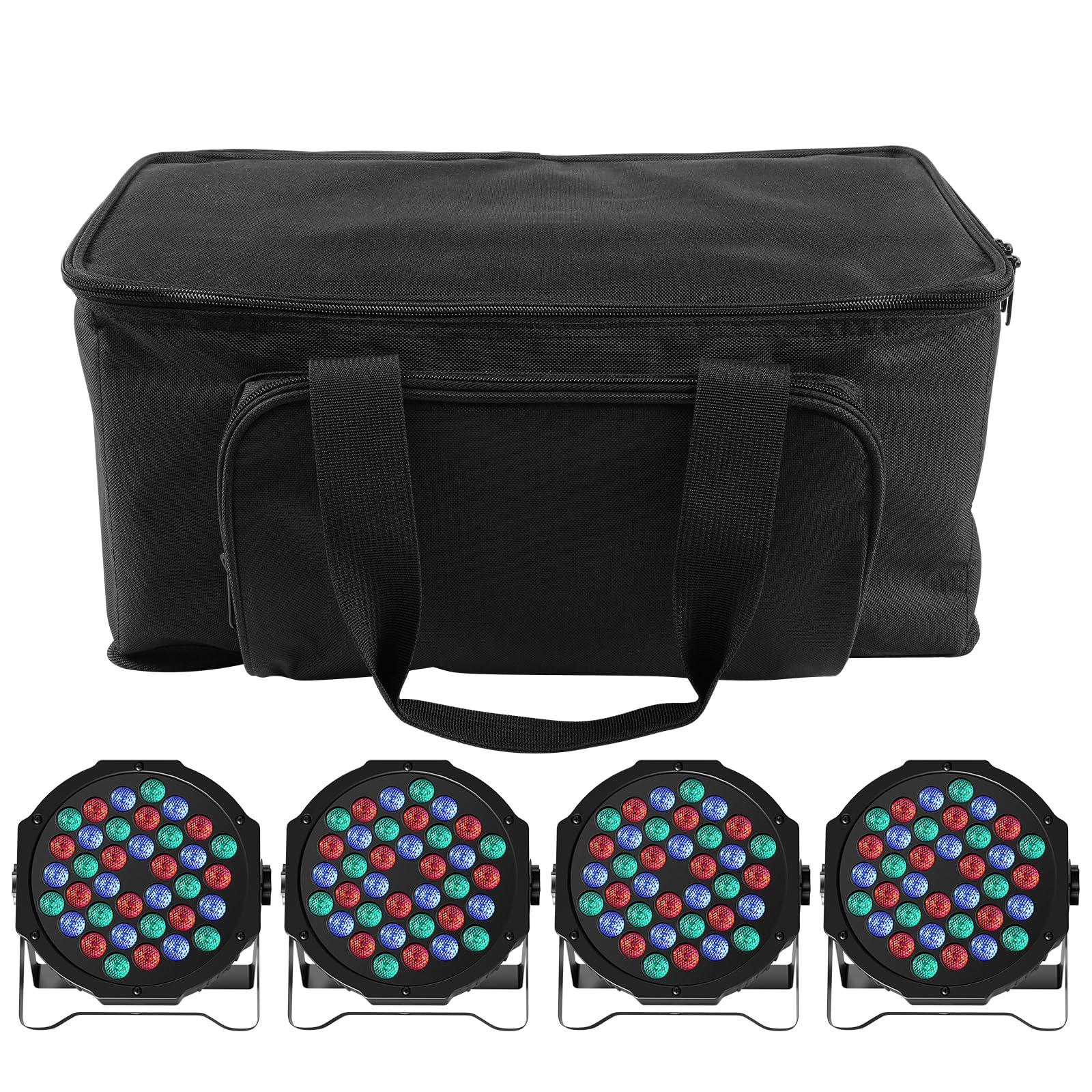 U`King 4 Pack RGB 36 LED Stage Lights with Bag, 72W LED Par Can Light with Remote Control and Console 7CH Control, 7 Modes Disco Lights for Parties Wedding Club Party Concert Bars Show