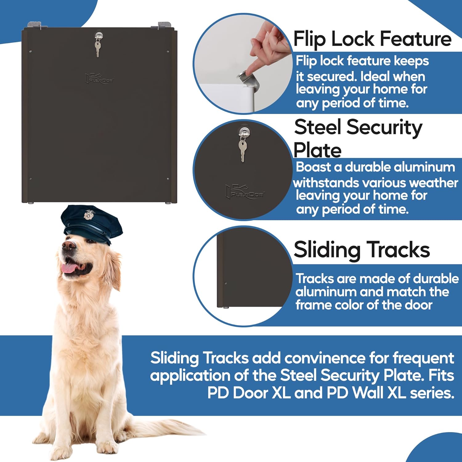 Plexidor Performance Pet Door Sliding Track - Easy to Install Sliding Door Track with Flip Lock