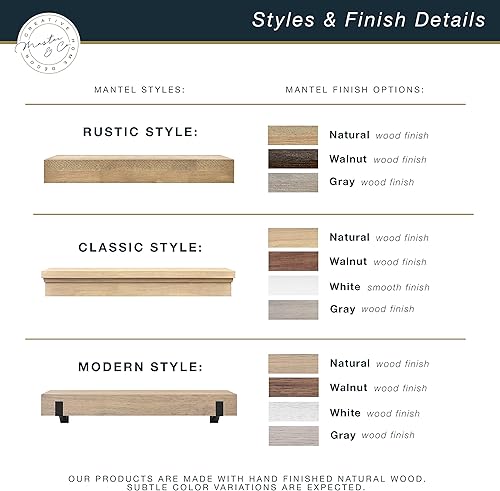 Miniatura 9 de Master & Co. - Repisa flotante clásica para chimenea, estantes flotantes largos para decoración de pared, 60 pulgadas, color blanco