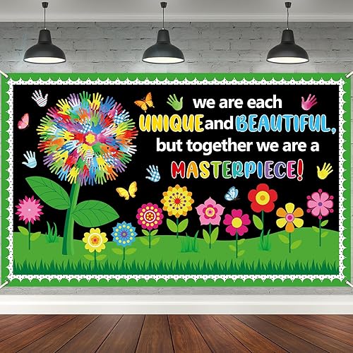 Spring Handprint Tree Flowers Backdrop Banner Colorful Hands Tree Butterfly