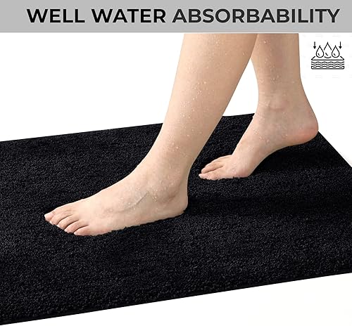 Miniatura 5 de YHF - Alfombras de baño de 17 x 24 pulgadas, extra gruesas y suaves, de microfibra peluda, lavables a máquina, alfombras de baño absorbentes, tapete