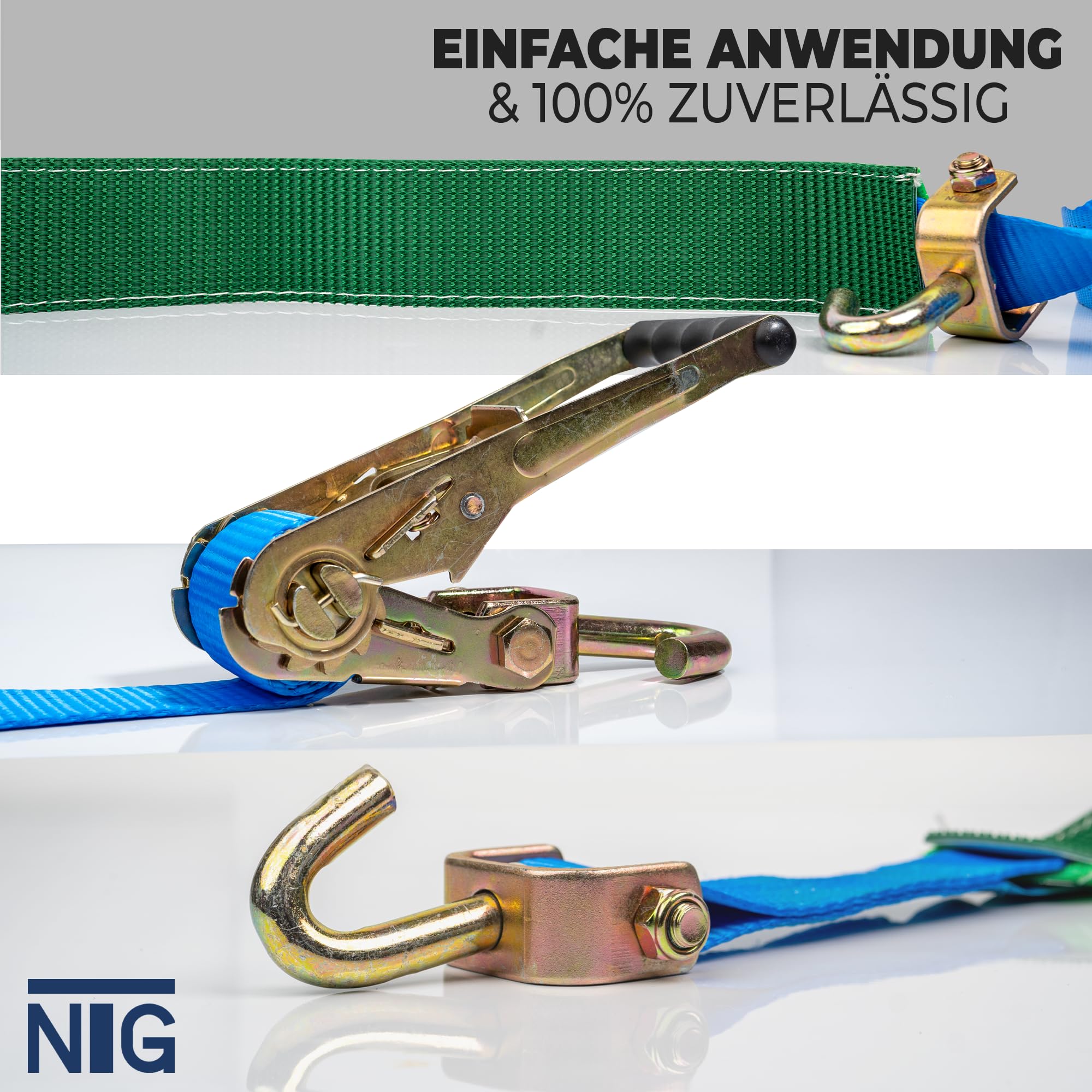 Set Di 4 Cinghie Di Ancoraggio 2 Tonnellate 6 M X 38 Mm Blu 020003535 - Foto 6