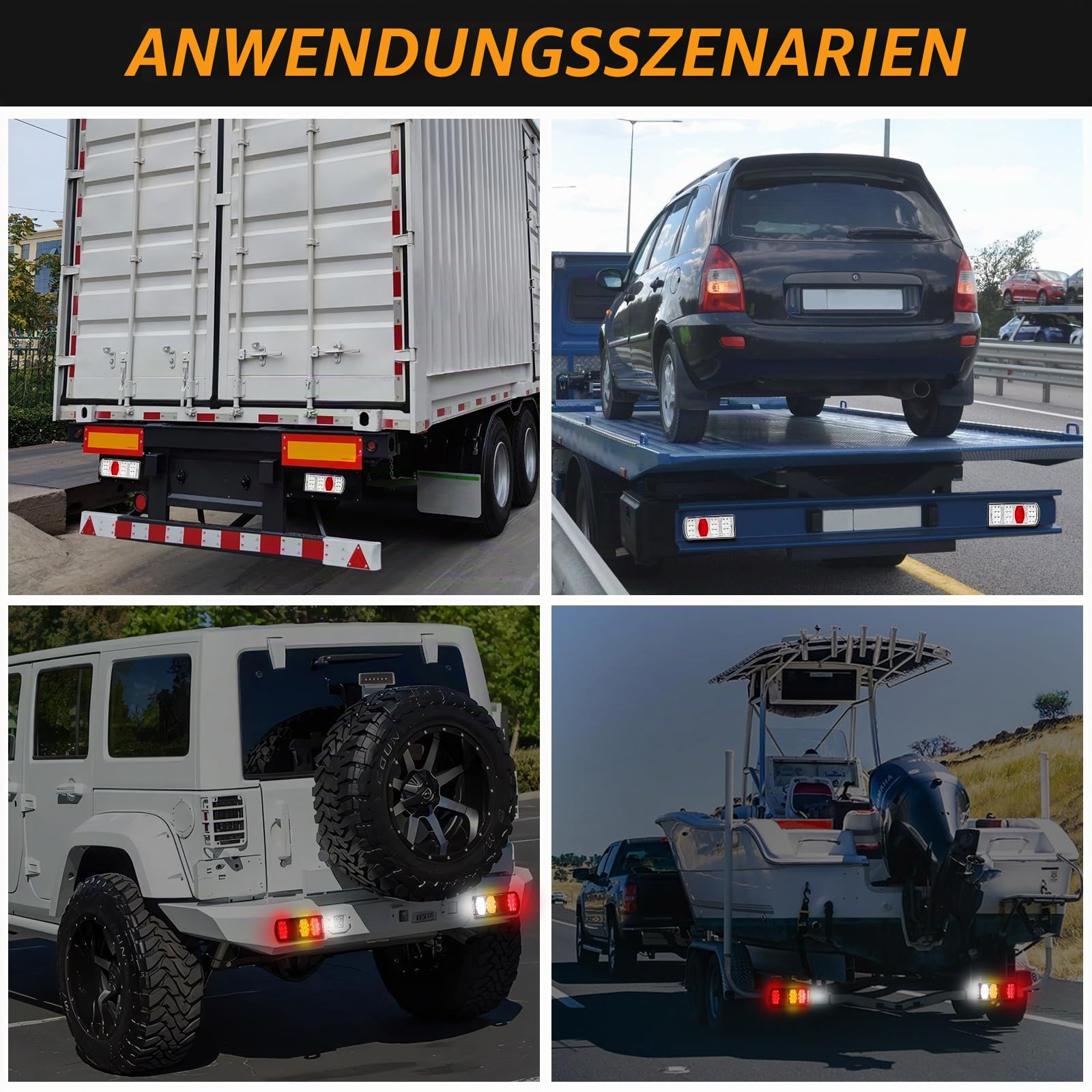 13-Poliger LED Rückleuchten Anhänger,13 poliger anhängerstecker mit 5m Kabelsatz,12V 24V Anhänger Beleuchtung für PKW LKW RV Caravan Van,mit E-Geprüfte