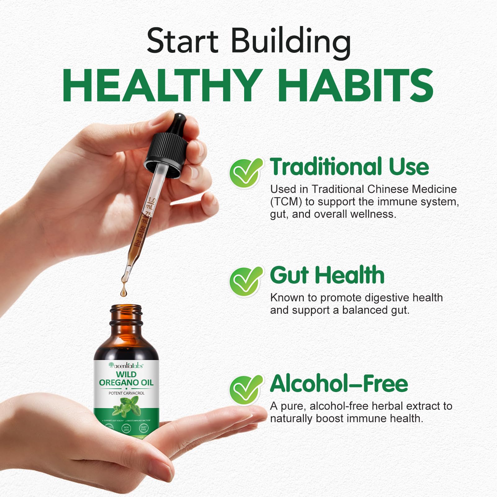 Olio di origano 60ml, Oregano oil olio di origano bio olio essenziale origano, aceite de oregano con olio d'oliva per supporto immunitario e salute dell'intestino, 100% Ingredienti Naturali, Non OGM