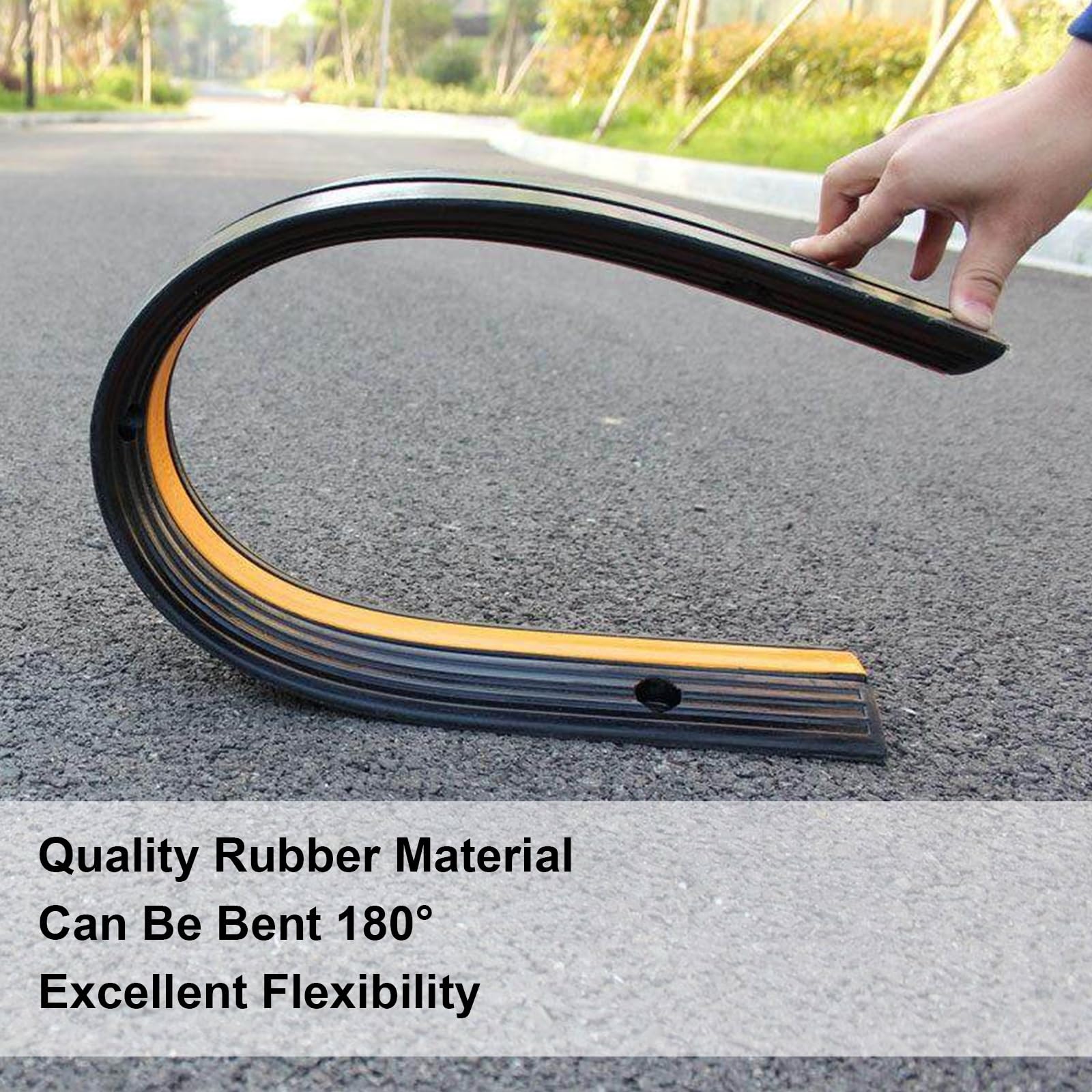 Rampa de Protección de Cable de 1 Canal, Canaleta Pasacables de Suelo de Caucho y PVC, Pasacables Suelo para Cables/Mangueras/Tuberías, Carga de 15 Toneladas