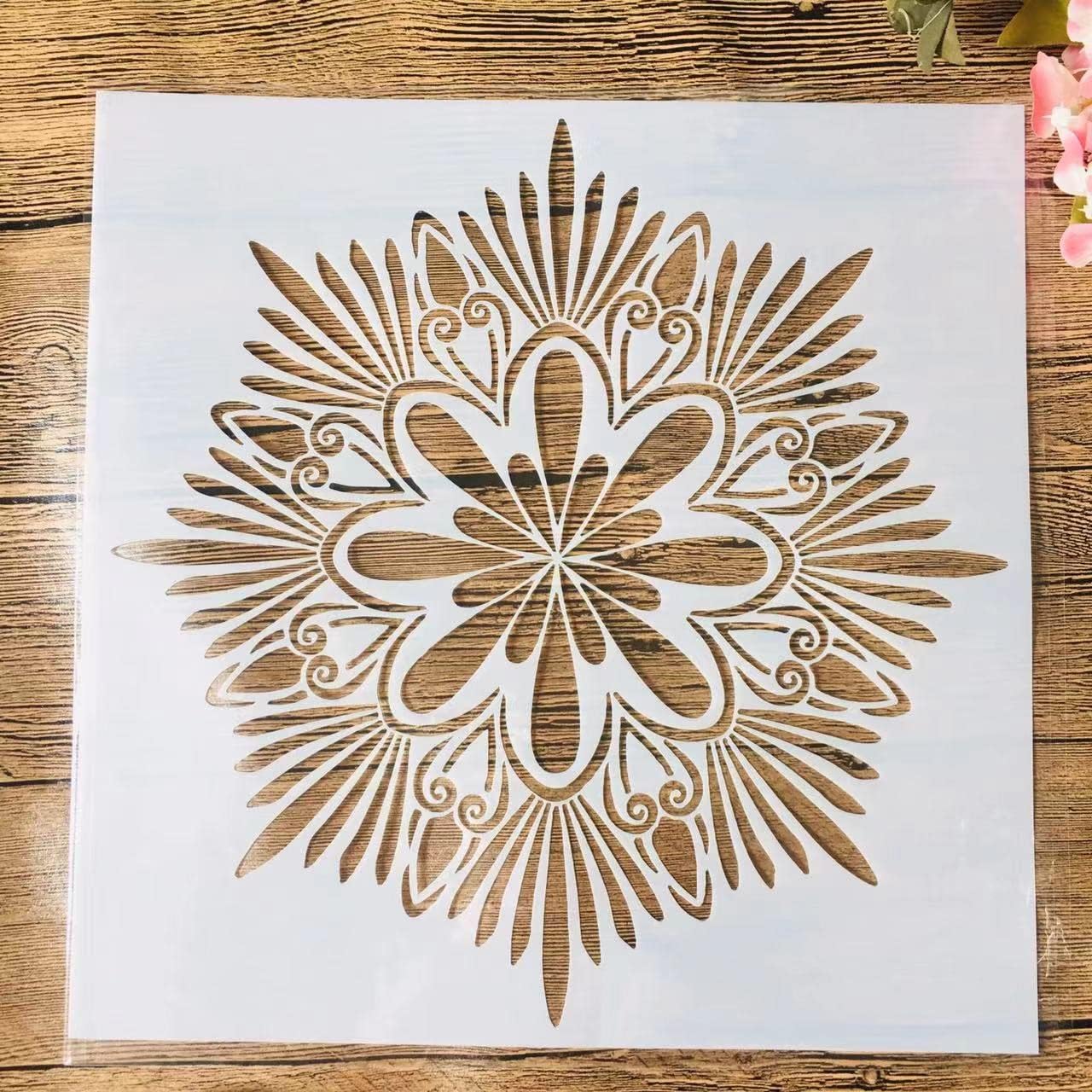 Plantillas de pintura artística, 30 x 30 cm, gran geometría, luz solar, plantilla reutilizable para manualidades, plantillas para pintura, decoración del hogar
