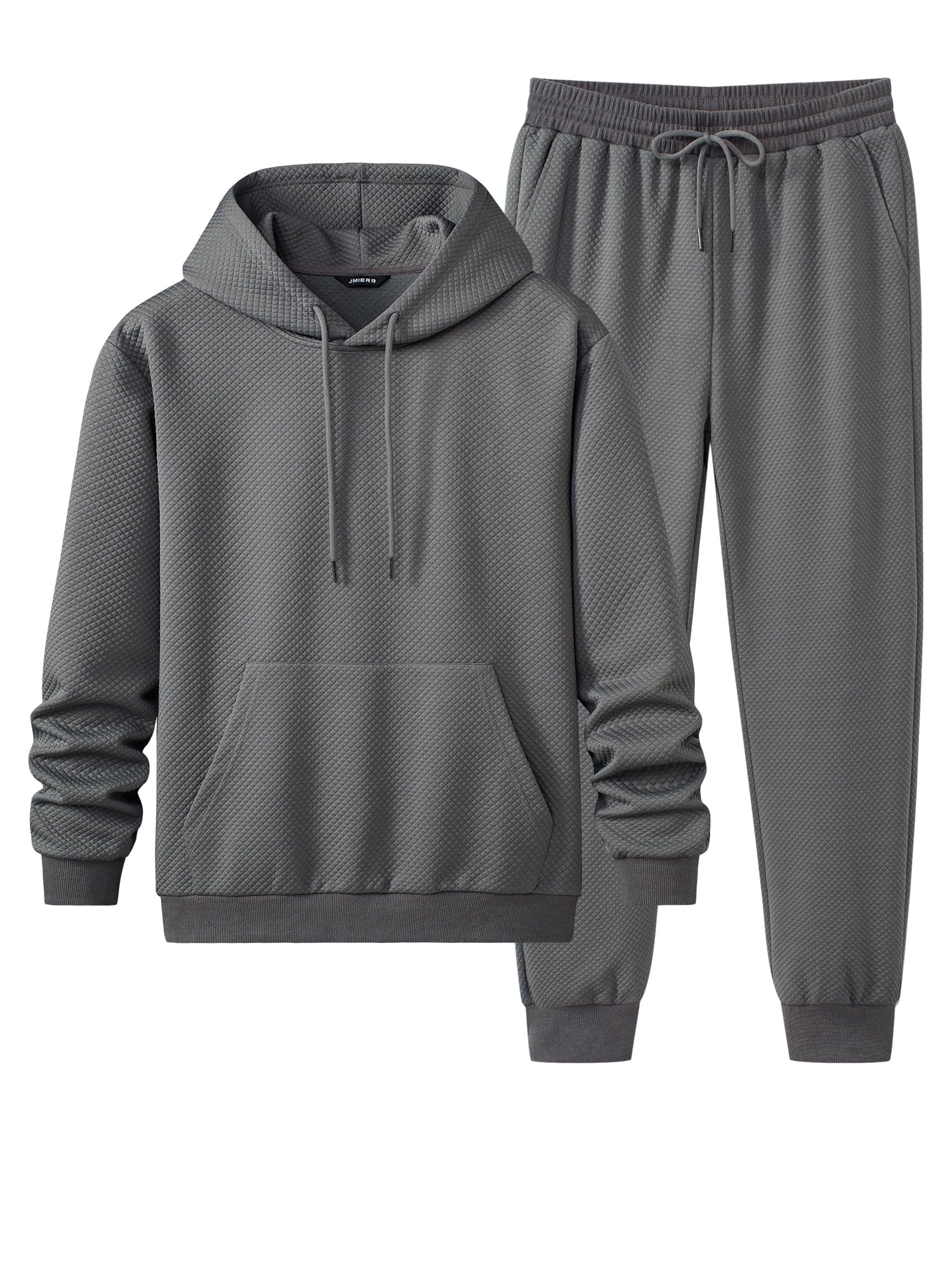 JMIERR Jogginganzug Herren 2-Teiliger Textured Trainingsanzug Hoodie Set