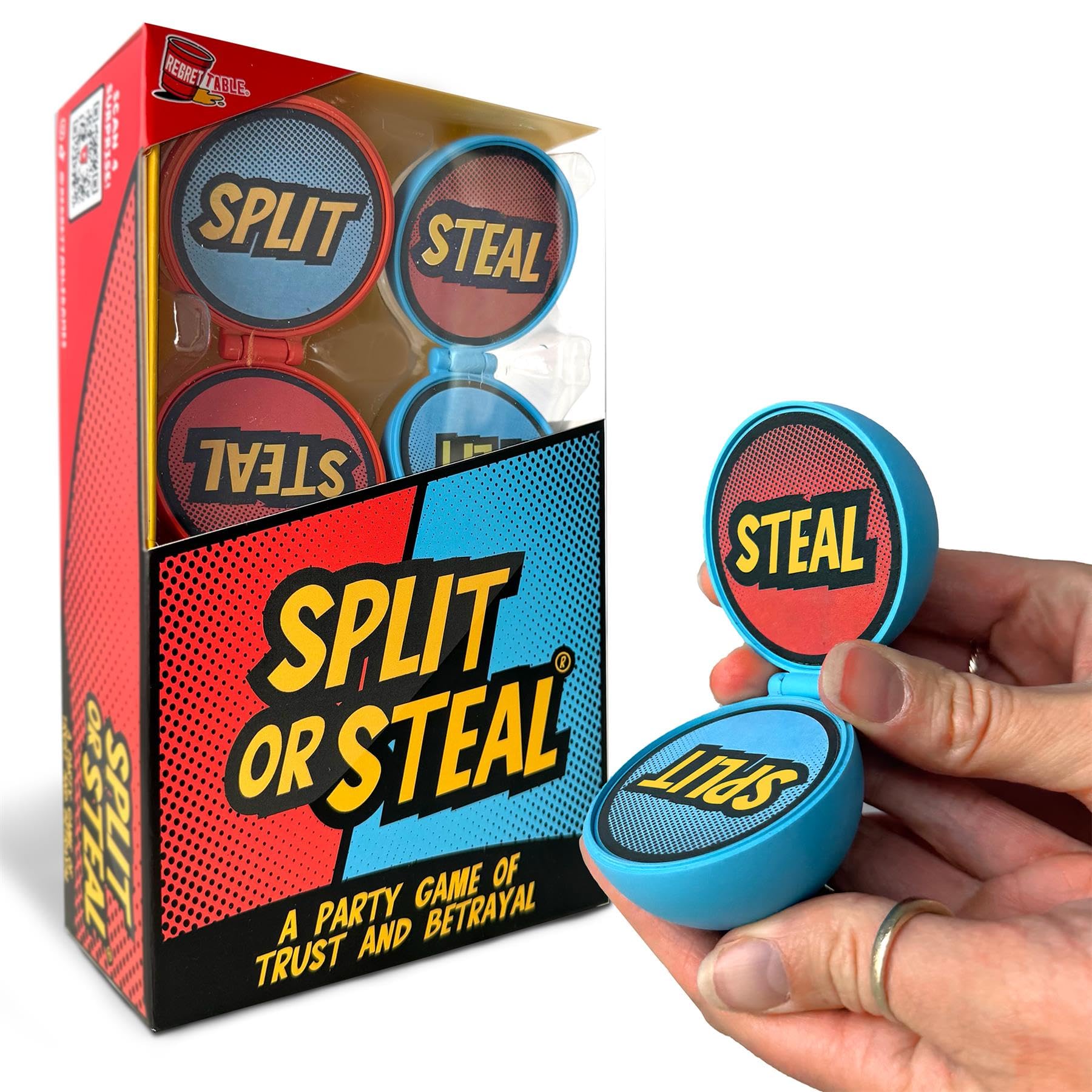 Regrettable Games Split or Steal | Ridiculous Me or You Voting Game of Trust and Betrayal | Hilarious Fun Party Game for Couples, Friends, Date nights | 3 Simple Rules | Funny gift for Age 16+