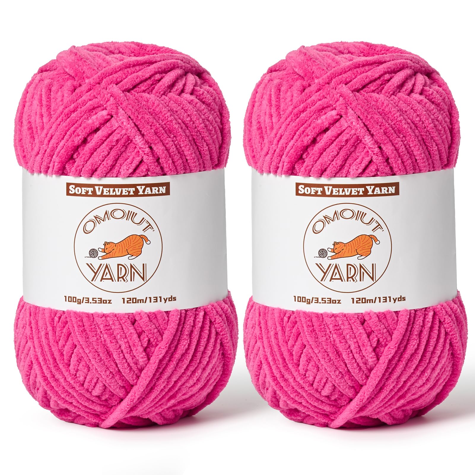 2 Pack Rose Fluffy Velvet Yarn for Crocheting,Chunky Chenille Baby Blanket Yarn for Crochet,Soft Fuzzy Puzzle Yarn for Knitting,(100g/3.53oz Each) Bulky Thick Amigurumi Crochet Yarns