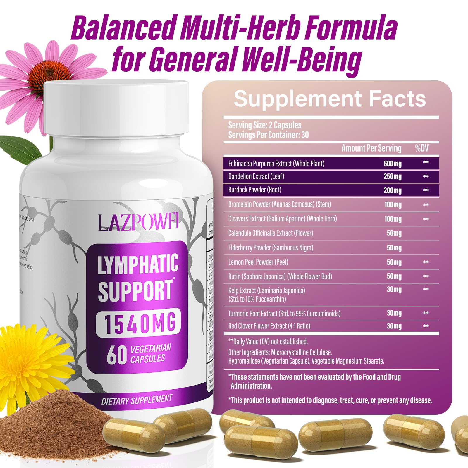 Amazon.com: Lazpowfi Lymphatic Drainage Supplements, 1540mg Lymph