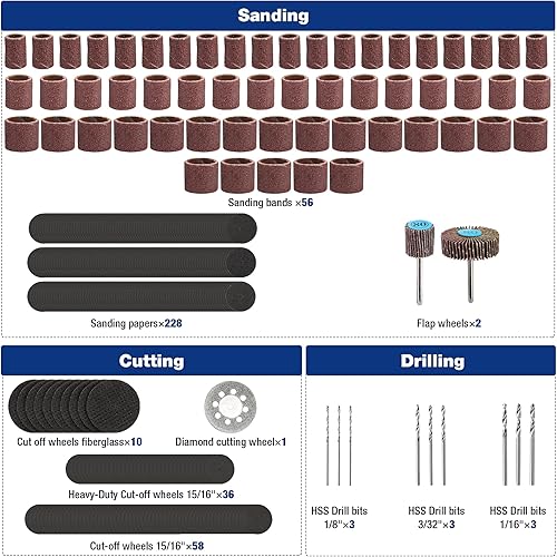 Miniatura 4 de WORKPRO Kit de accesorios para herramientas rotativas de 476 piezas, brocas de herramientas rotativas para cortar fácilmente, lijar, moler, tallar,