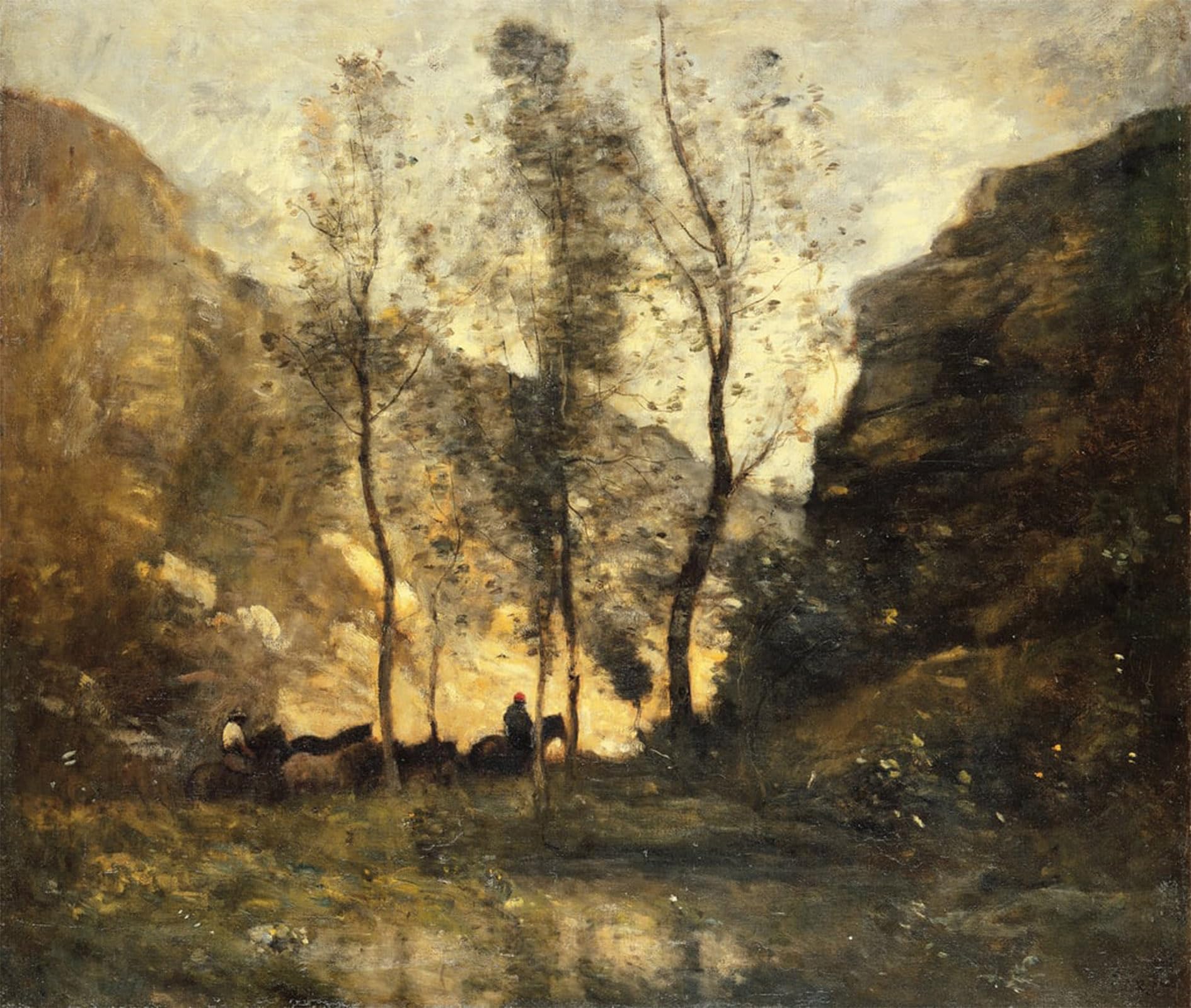 SERENDIPITP Aesthetic Poster Photo Wall Print Retro Picture The Smugglers- by Jean Baptiste Camille Corot Modern Wall Artwork for Home Decor 60x90cm