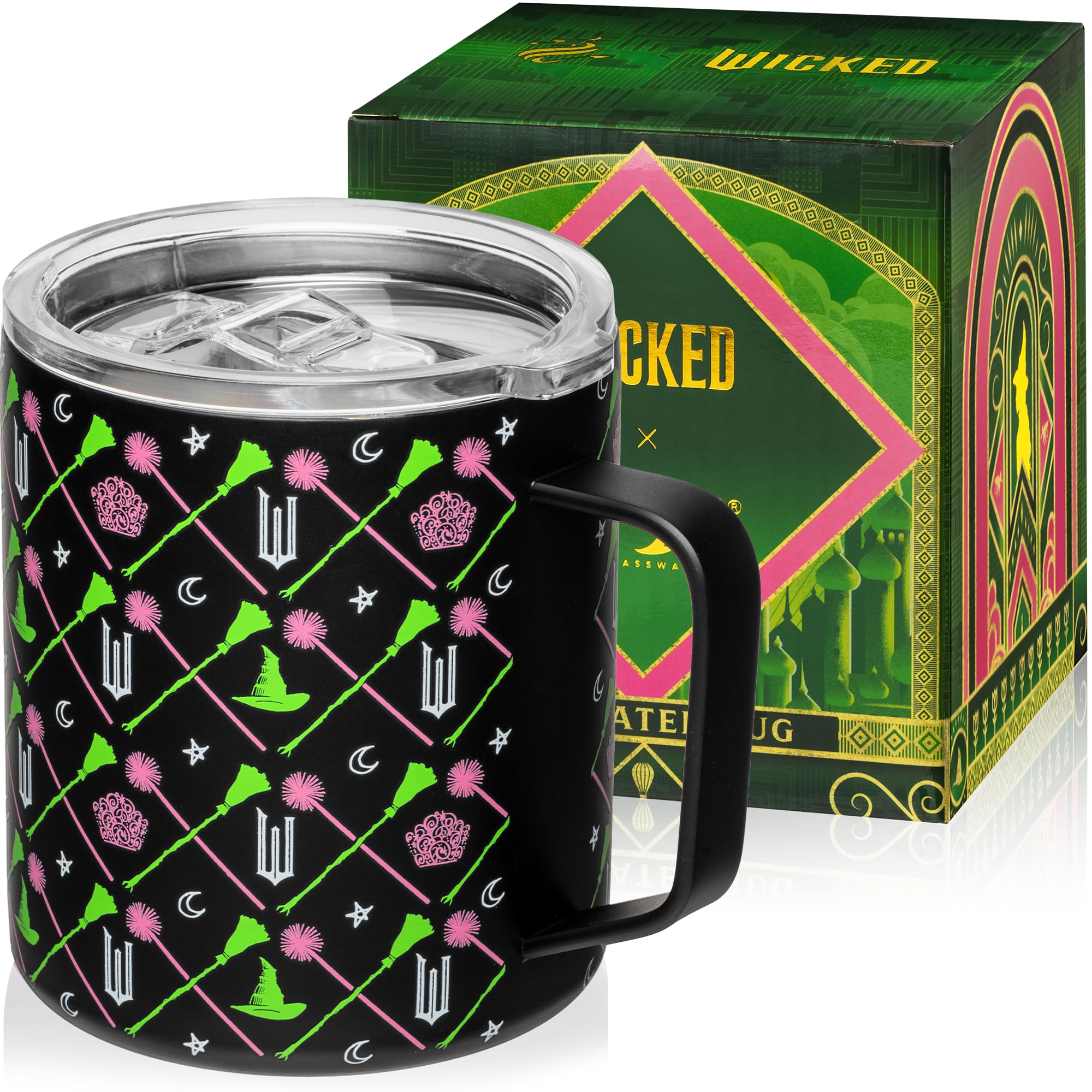 Dragon Glassware x Wicked Stainless Steel Camp Mug with Lid, 12 oz - Black | Insulated Camping Mug For Coffee, Tea, Matcha, Hot Beverages; Official Wicked Mug Wicked - Black 12 Ounces
