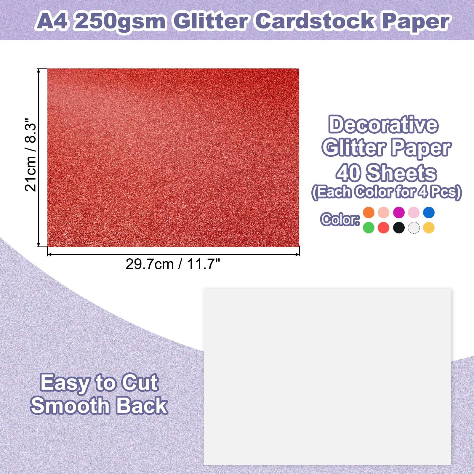PATIKIL 40Sheets Colorful Glitter Cardstock - Image 2