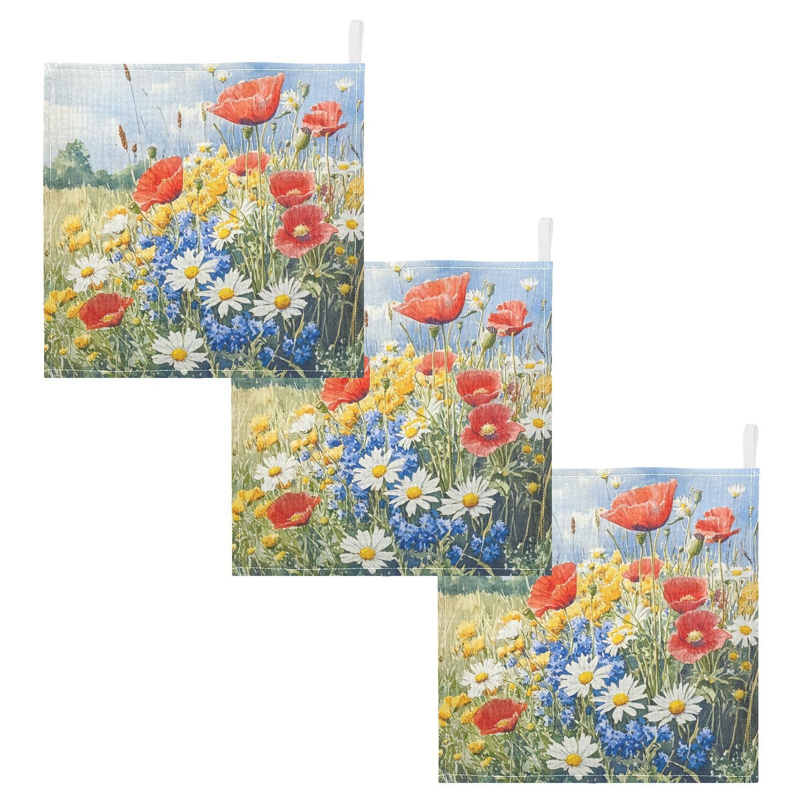 Nander Beautiful Spring Flowers Baby Muslin Washcloths 3PCS- Soft Face Cloths for Newborn Absorbent Bath Wash Cloths Wipes