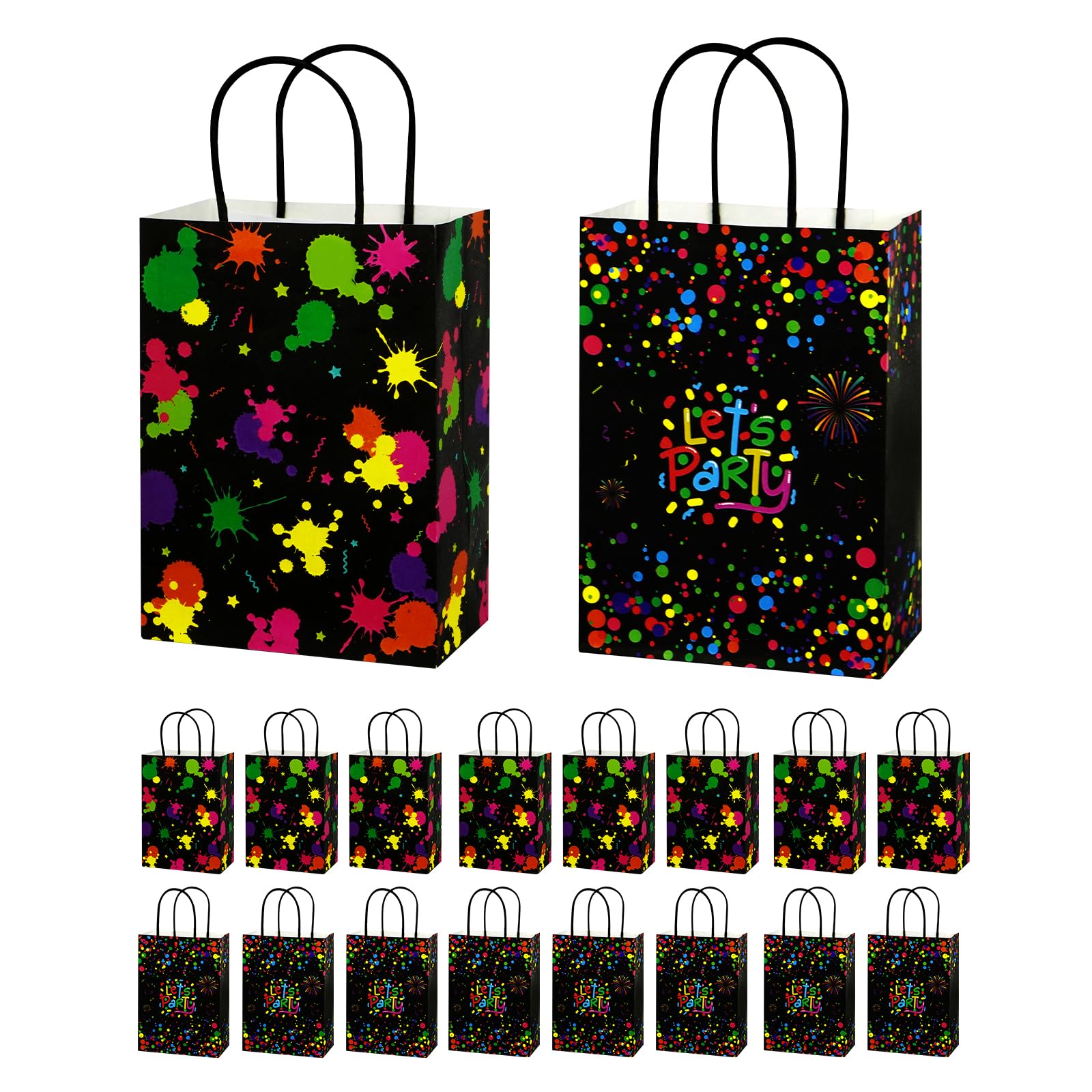 16STK Neon Party Deko Papiertüten mit Henkel Geschenktüten K