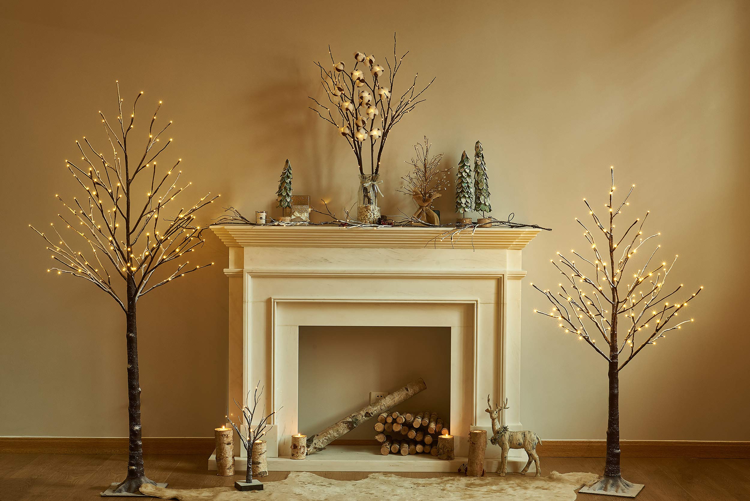 Hairui Rami di Salice Illuminato Marrone Decorazione Luci 32in 100LED Batteria Ramoscello Branch Luci illuminato per vacanze Decor Interno ed Esterno 2 Pachi(vaso escluso)