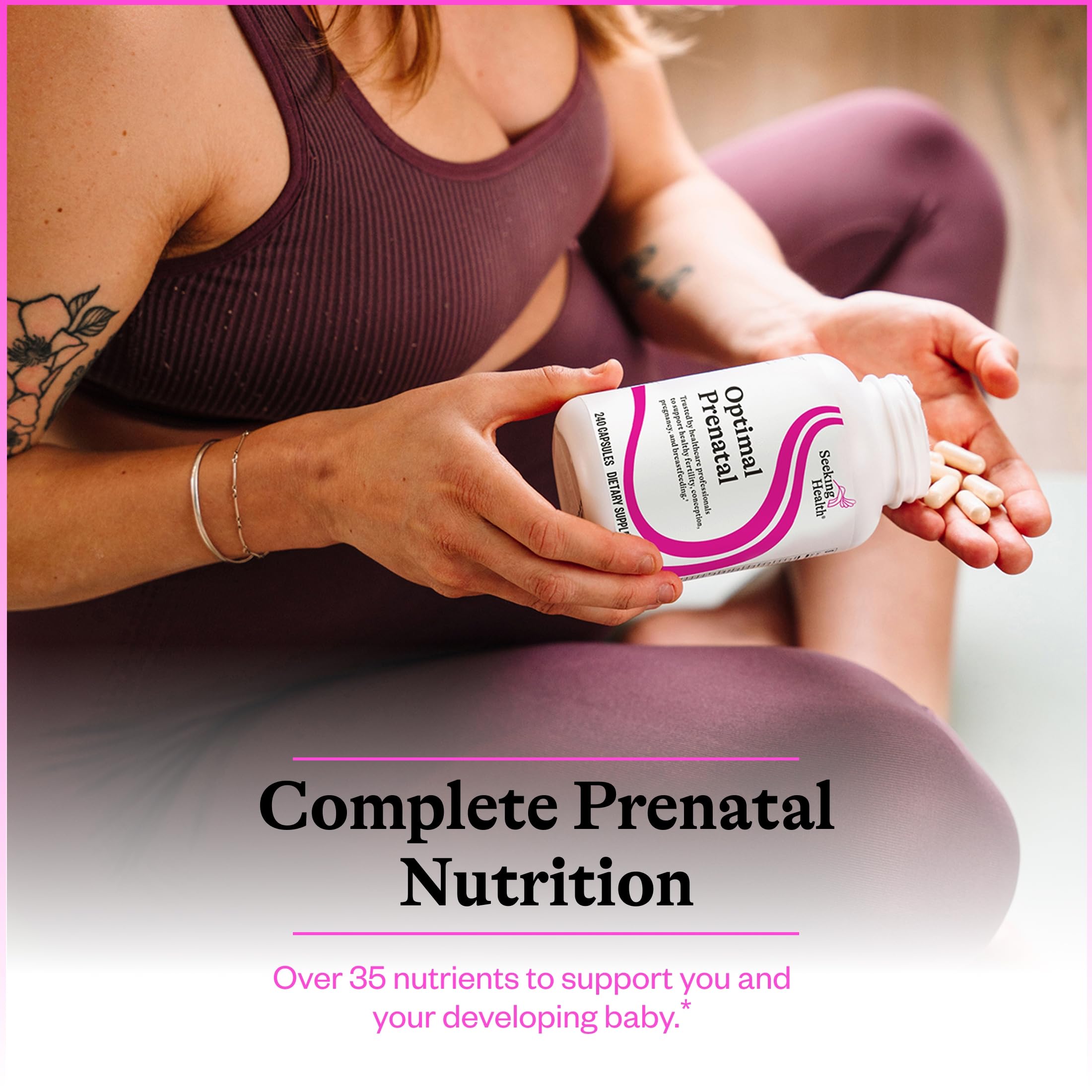 Seeking Health Optimal Prenatal - Supplement with Vitamin B12, L-Methylfolate, & Choline - Vegetarian Supplement to Support Optimal Prenatal Health - 240 Capsules — Amazon image 3