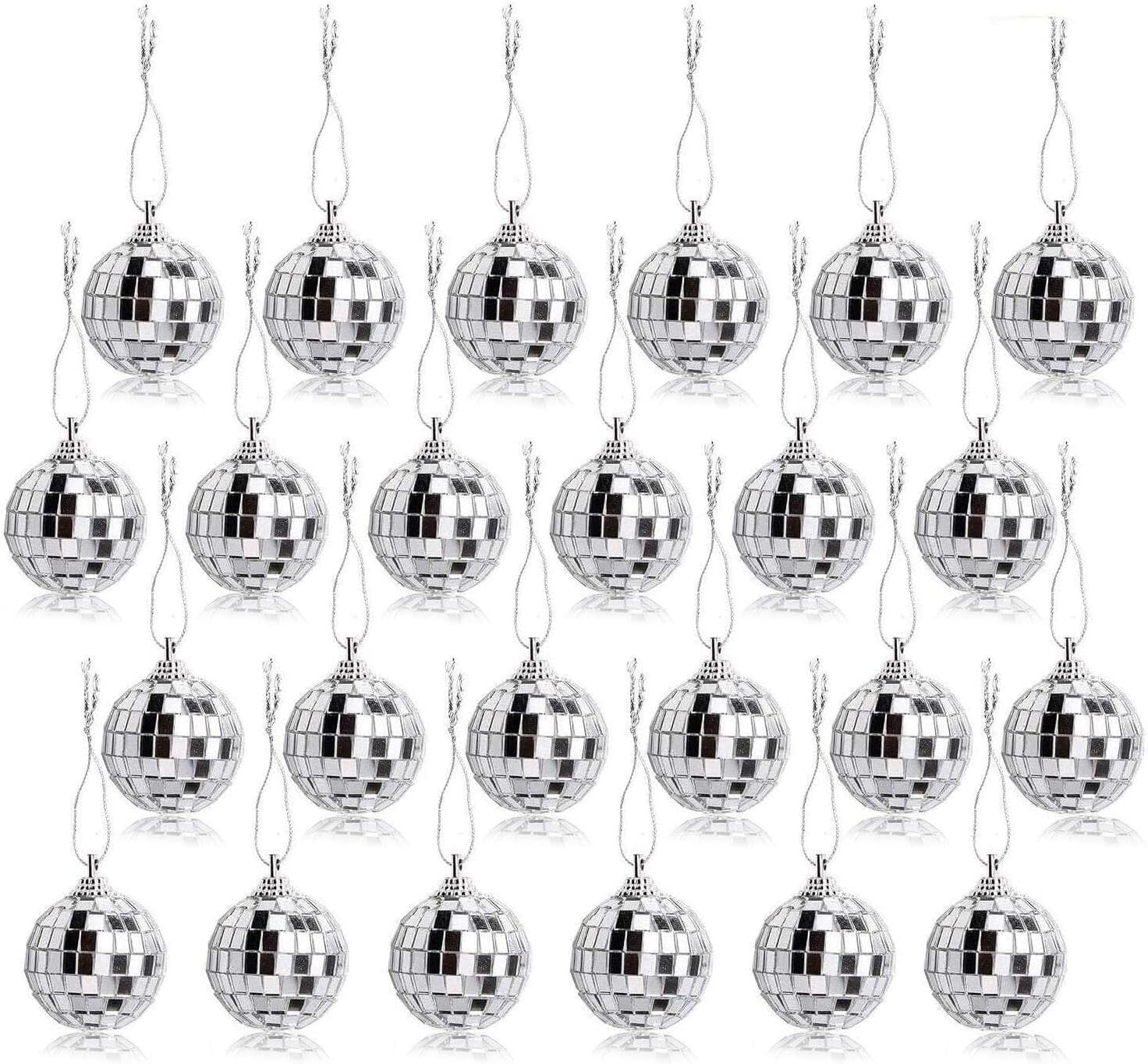 Spiegel Disco Bal Zilveren Opknoping Ballen met Opknoping Ring voor Disco DJ Lichteffect Party Woondecoratie Club Podium Props Schoolbanden Festivals Bruiloft Decoratie (24 INCH/60 CM