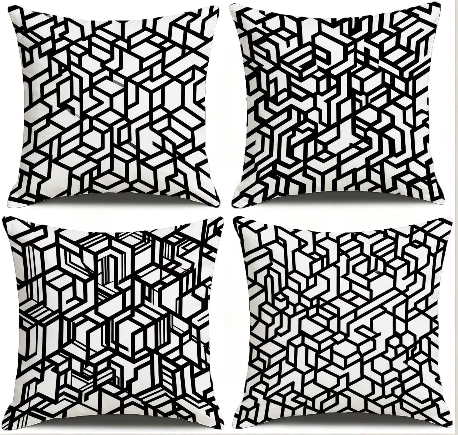 In Bianco E Nero Federe Cuscini Divano 50x50cm, Cuscini da Esterno, Cod-353