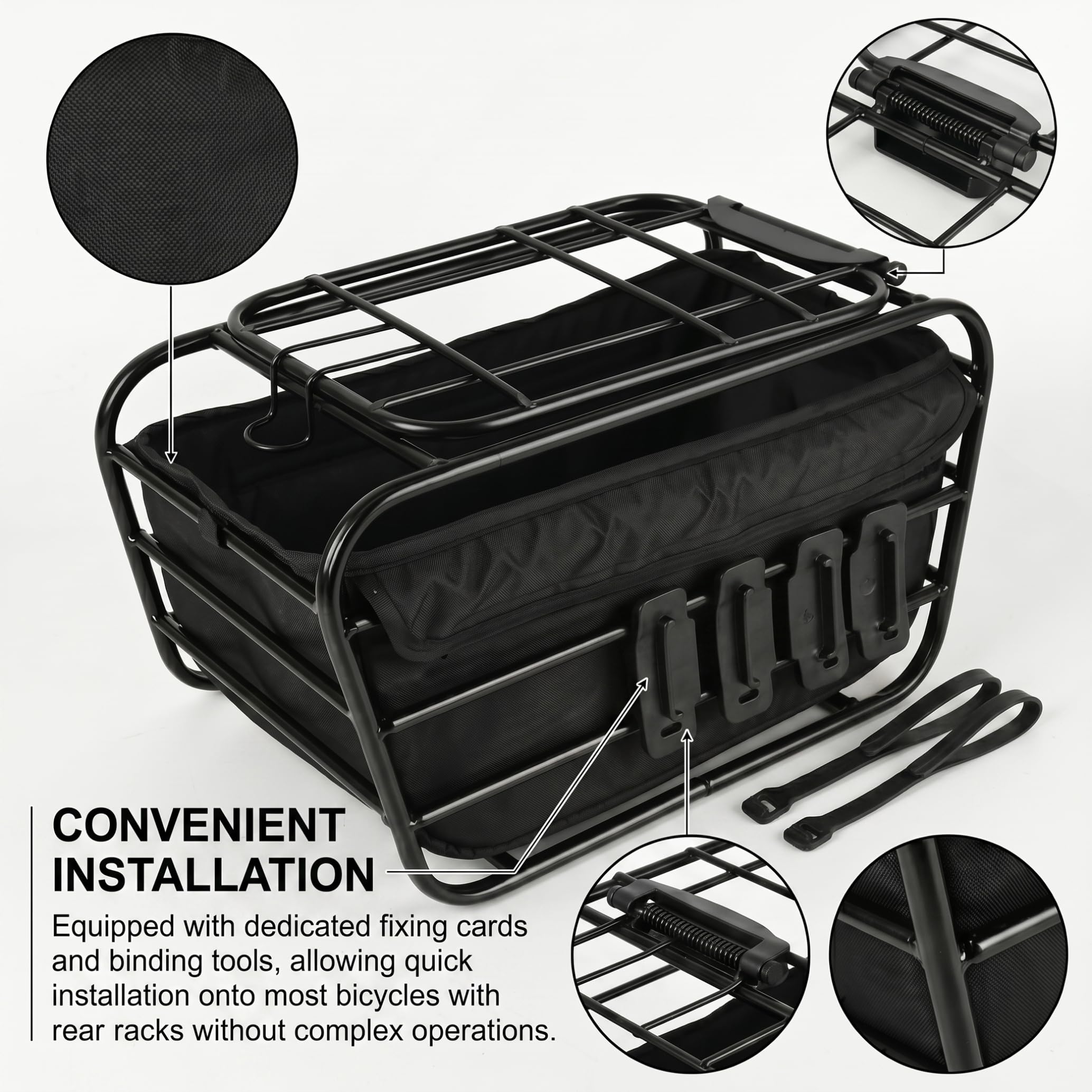 Panier de vélo pour Chien, Porte-vélo arrière pour Chien, Panier Robuste en Acier à Haute teneur en Carbone avec Doublure Souple pour Animaux de Moins 6 LB,