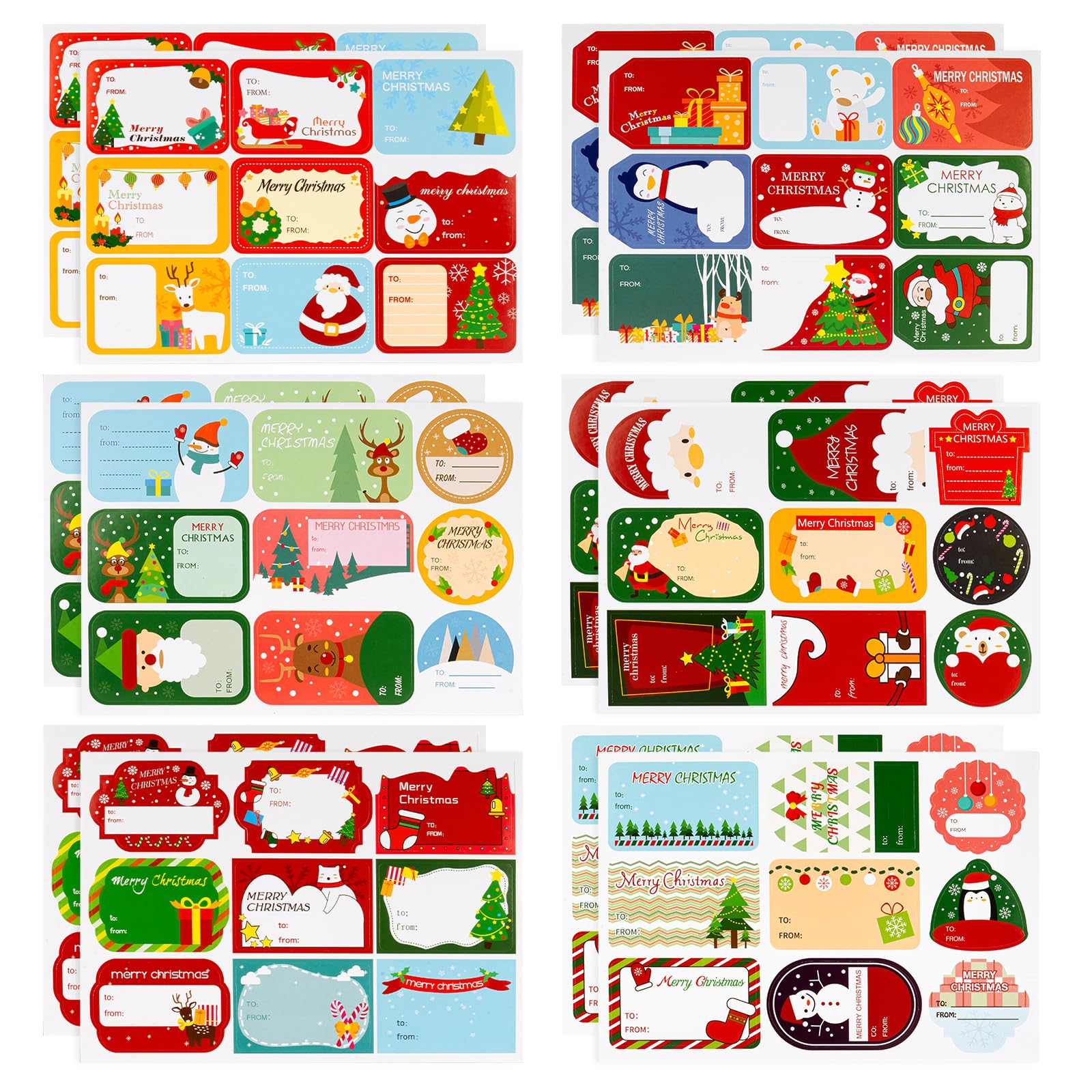 maxtachi 108 PCS Christmas Labels Stickers, Self Adhesive Sticky Christmas Sticky Labels for Presents, Santa Claus Xmas Gift Labels Stickers, Christmas Labels for Presents Cards Envelope Bags