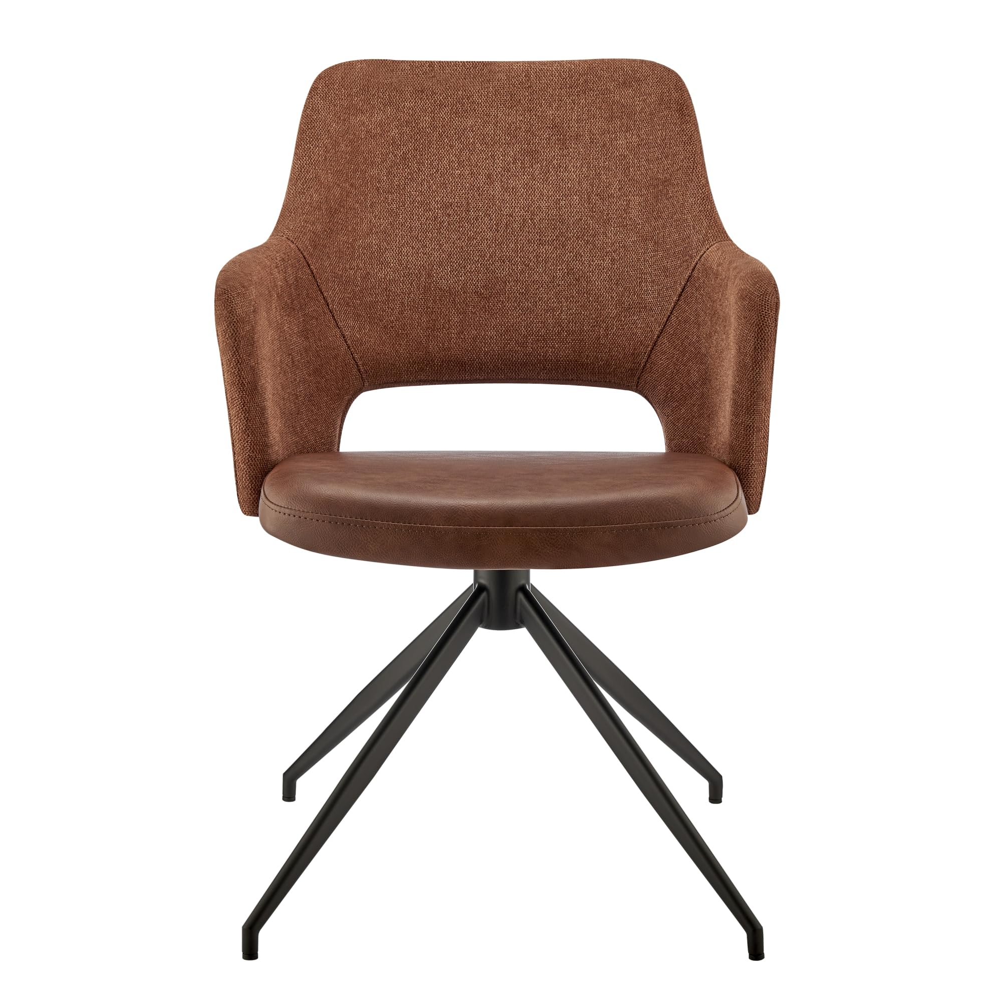 EURO STYLE Dark Brown/Burnt Orange Darcie Swivel Armchair - Modern and Sleek Accent Chair for Living Room, Home Office - Padded Side Chair