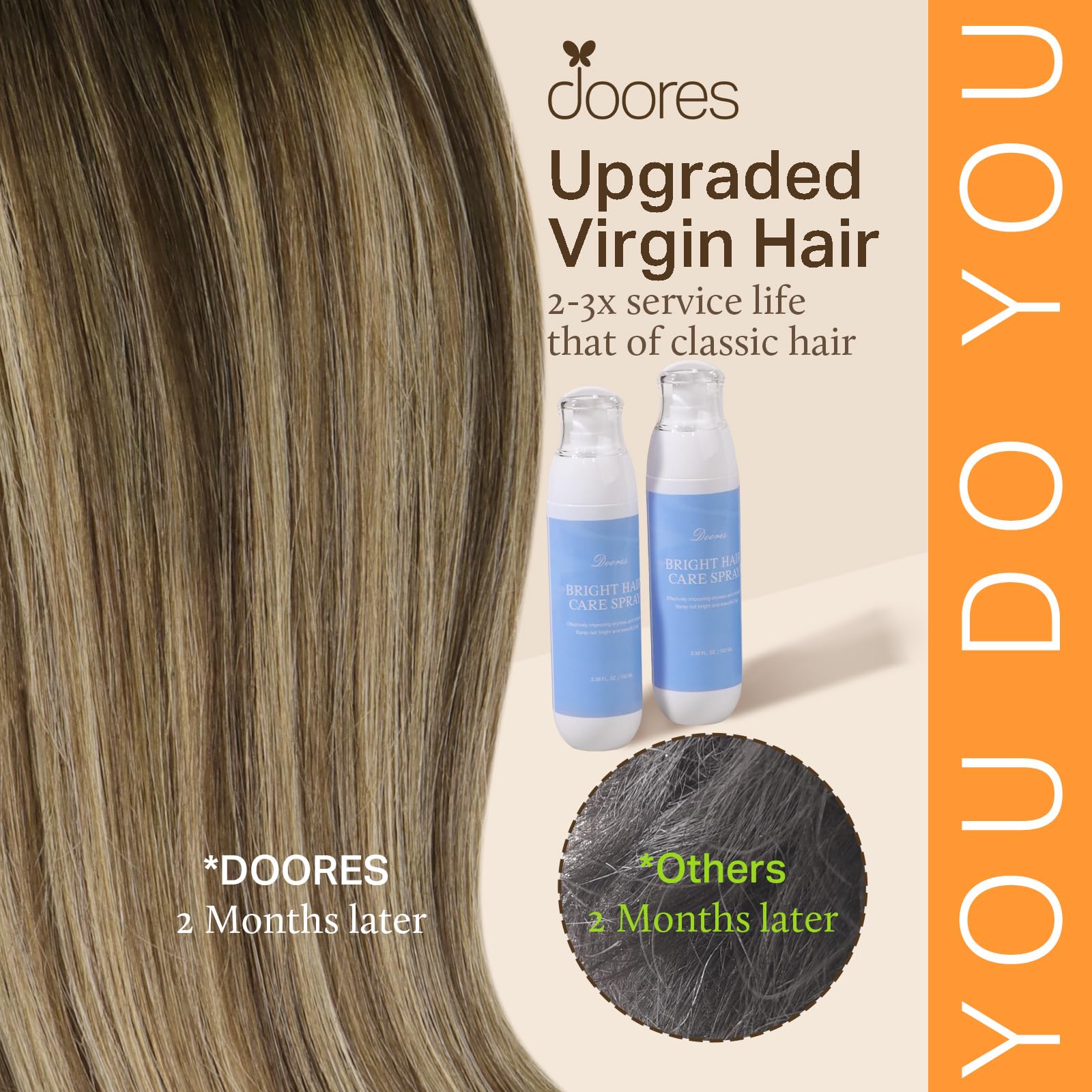 DOORES Micro Hair Extensions Real Human Hair, Chocolate Brown to Caramel Blonde 14 Inch 50g 50s - Image 4