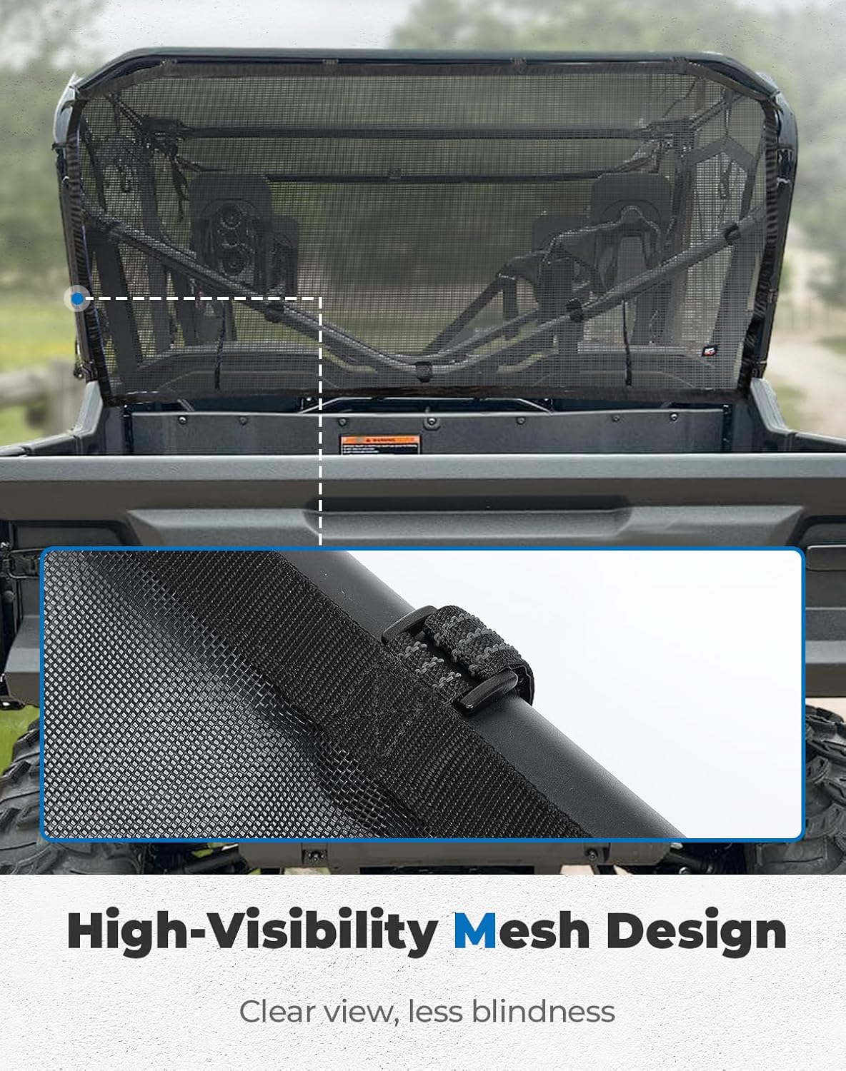 KEMIMOTO UTV Rear Window Net Compatible with Pioneer 1000-3 1000-5 1000-6 2016-2026, Back Window Mesh with Advanced Breathability and High Visibility, Keeps Mud and Gravel Out, Sunshade Accessory