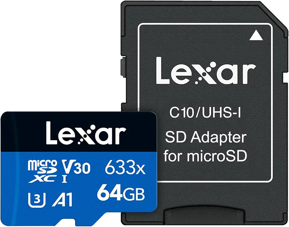 Lexar Cartão de Memória High-Performance 633x micro SD 64GB C10, A1, (U3), V30, 633x (100MB/s Leitura, 45MB/s Escrita) - Blue