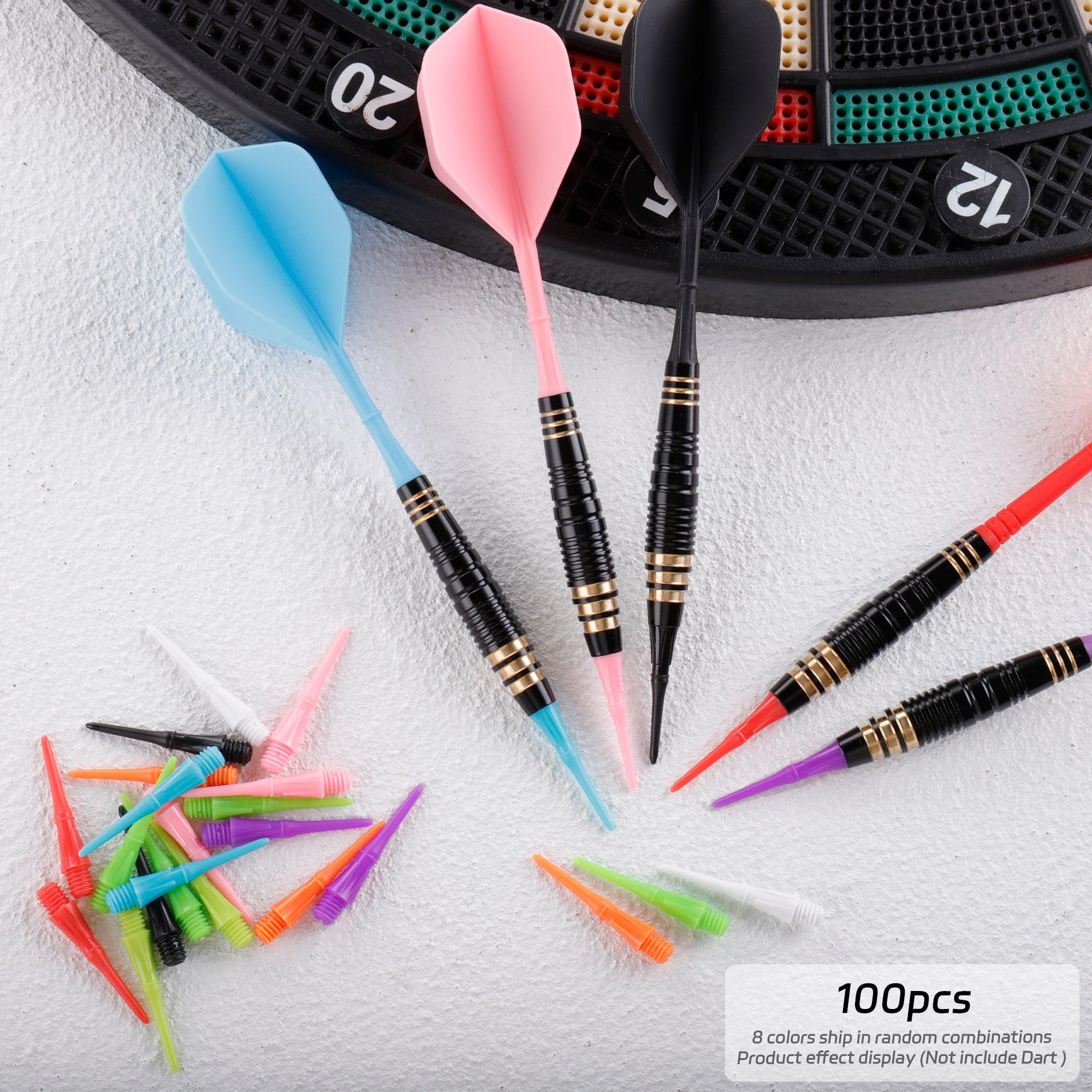 CyeeLife Professionnelles Pointes de Fléchettes, Pointes de Fléchettes en Plastique 100/1000 Pièces, Filetage 2BA, Pointes Softdarts, Soft Tips, Accessoires pour Fléchettes, Stables & Durables