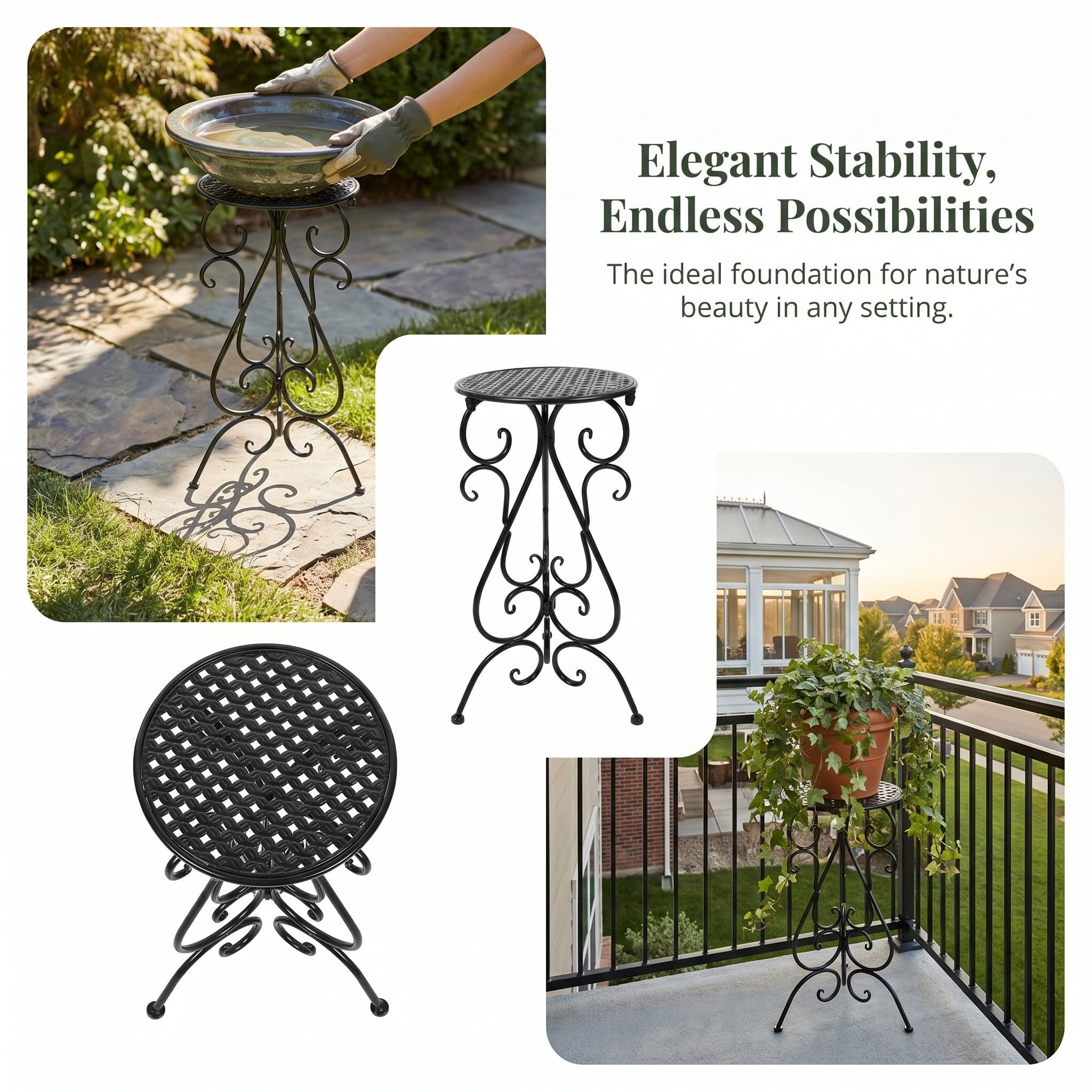 Toddmomy Soporte para bebedero de pájaros para exteriores | Mesa de metal para bebedero de pájaros de 56 cm de altura | Soporte con 3 patas estables para maceta individual, ideal para patio,
