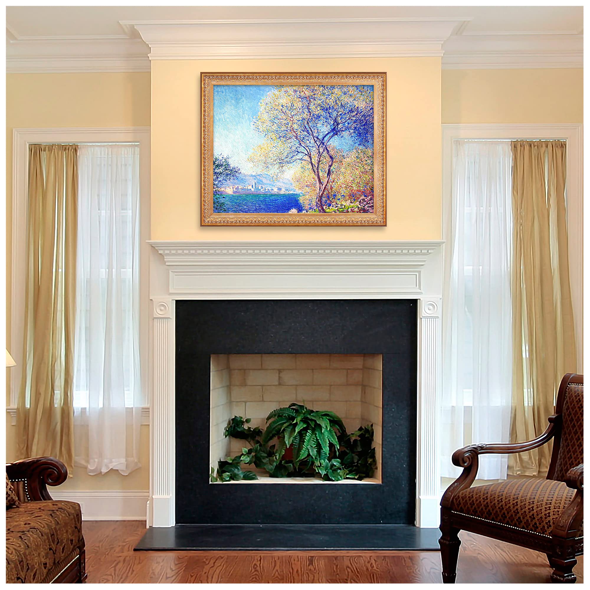 Amazon.co.jp: クロード・モネ作サリス庭園から見たアンティーブ 額装