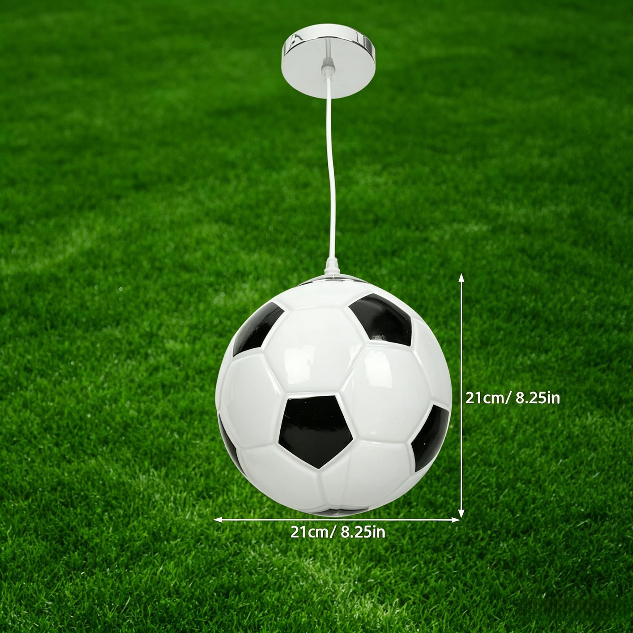 Tofficu Lustre En Verre De Football 8.27In Lampe Suspendue Plafonnier Moderne Pour Chambre Enfant Salon Restaurant Magasin VêTements DéCoration Nordique (Excluant Les ampoules)