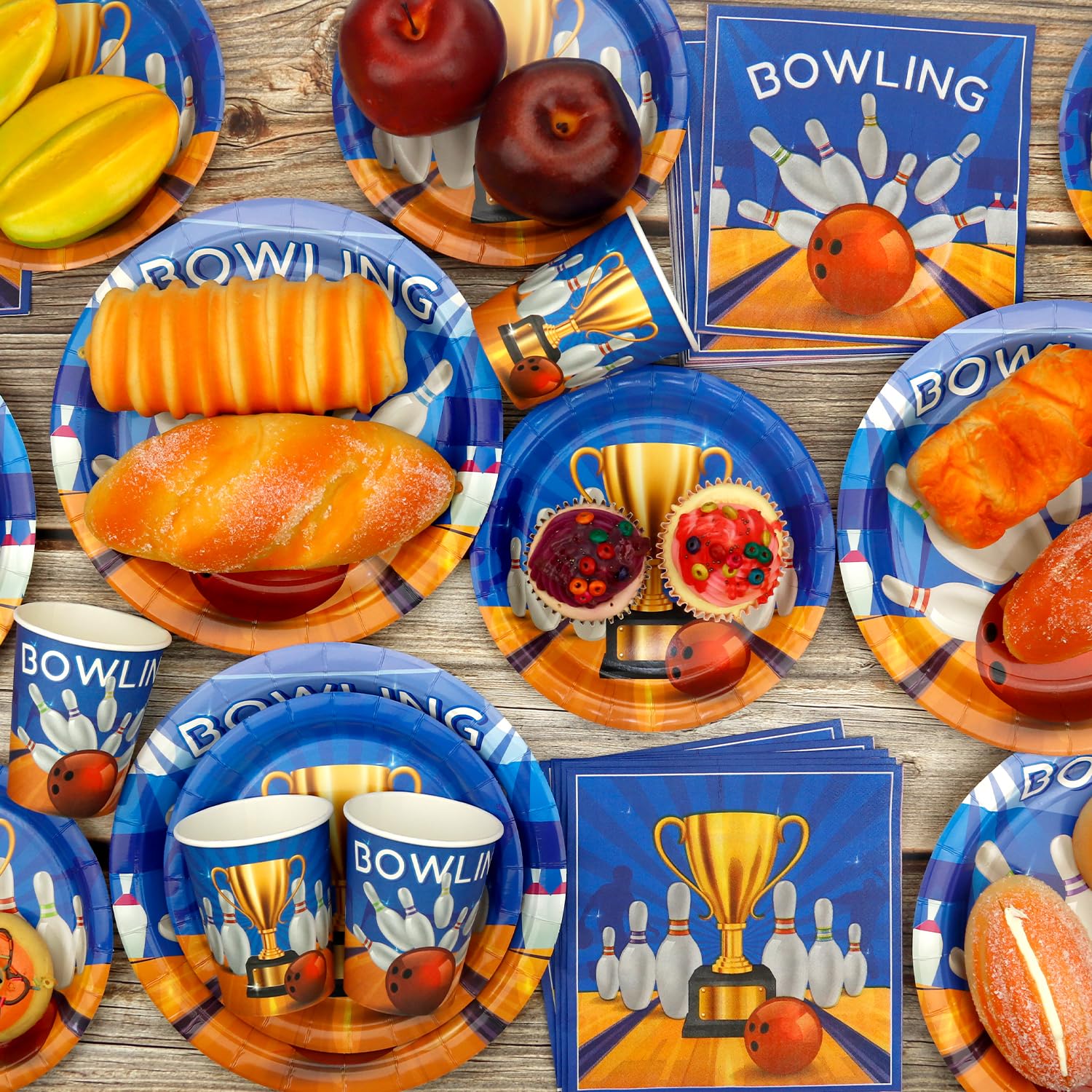 Decorazioni per feste di bowling – Accessori da tavola per feste di compleanno inclusi piatti, bicchieri, tovaglioli, tovaglie, cannucce – per 20 persone