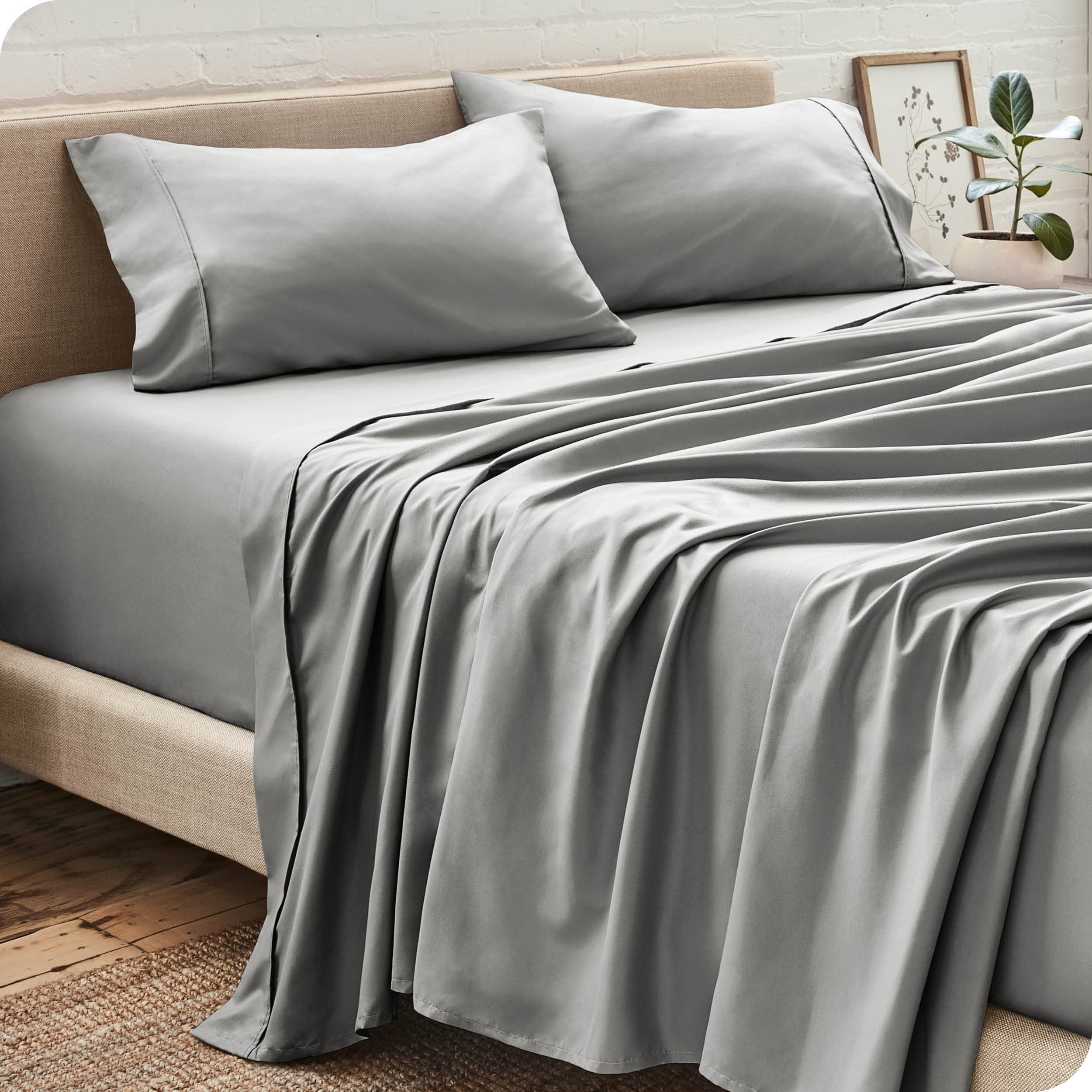 Bare Home Hypoallergenic Brushed Microfiber Deep Pocket Sheet Set - California King - Light Grey