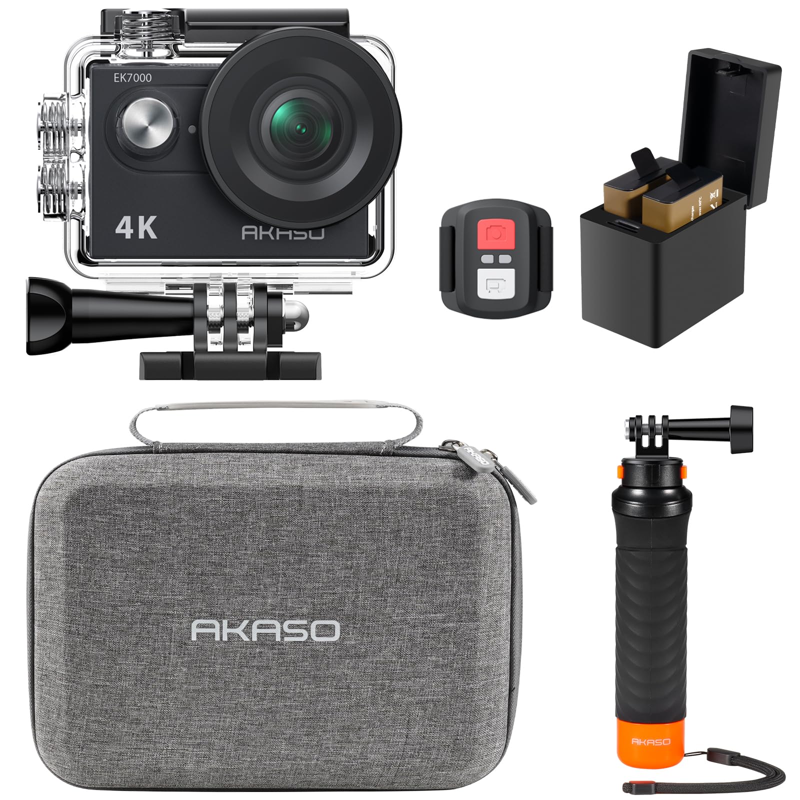 AKASO EK7000 Caméra Sport Kit de Poignée Flottant - Comprend 4K 30FPS EK7000 Action - Guide 360