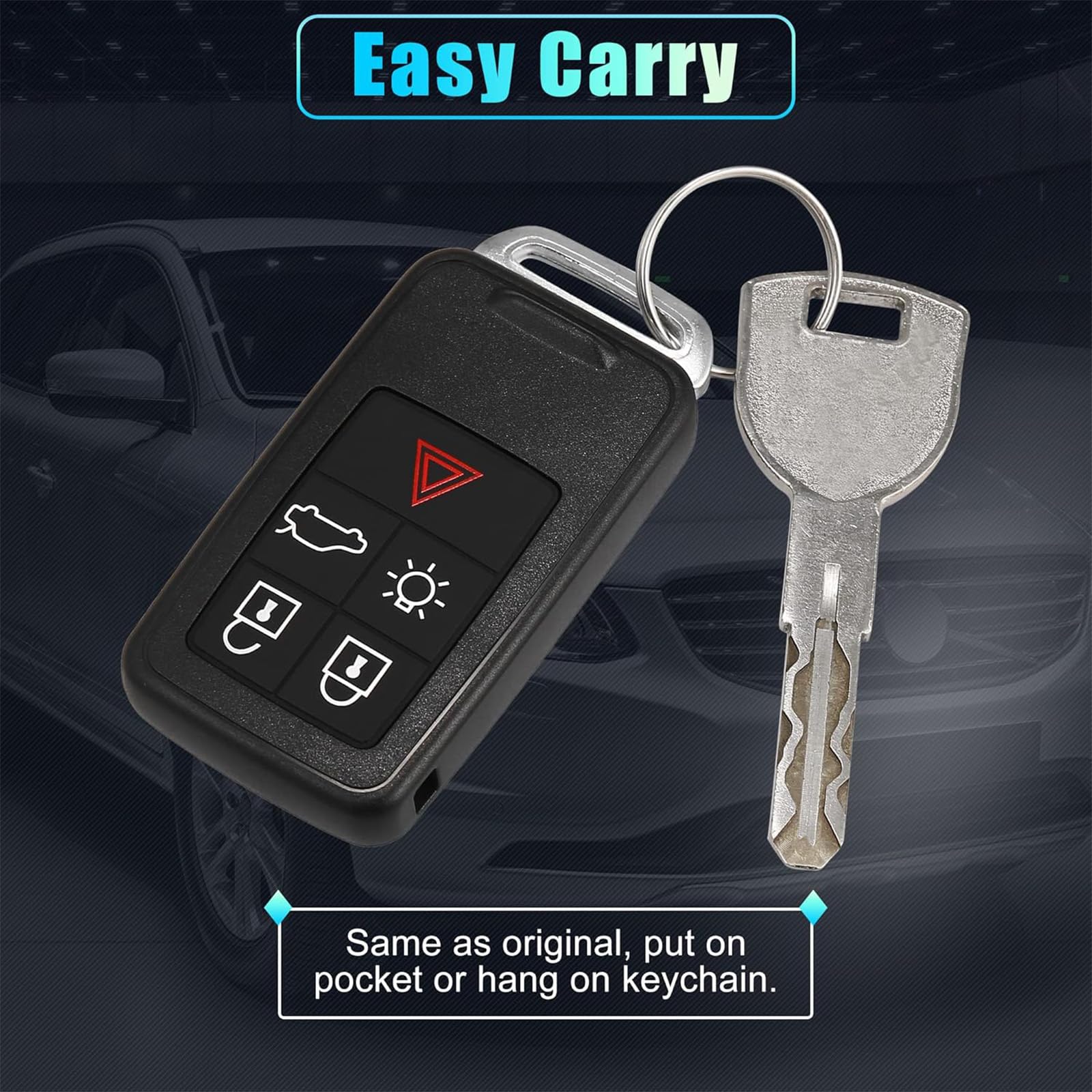 Cover per telecomando a 5 pulsanti per Volvo V40 V60 V70 S60 S80 XC60 XC70 Smart Remote Key Fob con lama non tagliata FCCID: KR55WK49264 433 MHz ID46 Chip
