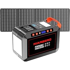 MARBERO 111Wh Solar Generator with Solar Panel Included Portable Power Station 120W with Foldable Panel 30W Set for Camping Outdoor Hiking Fishing Emergency