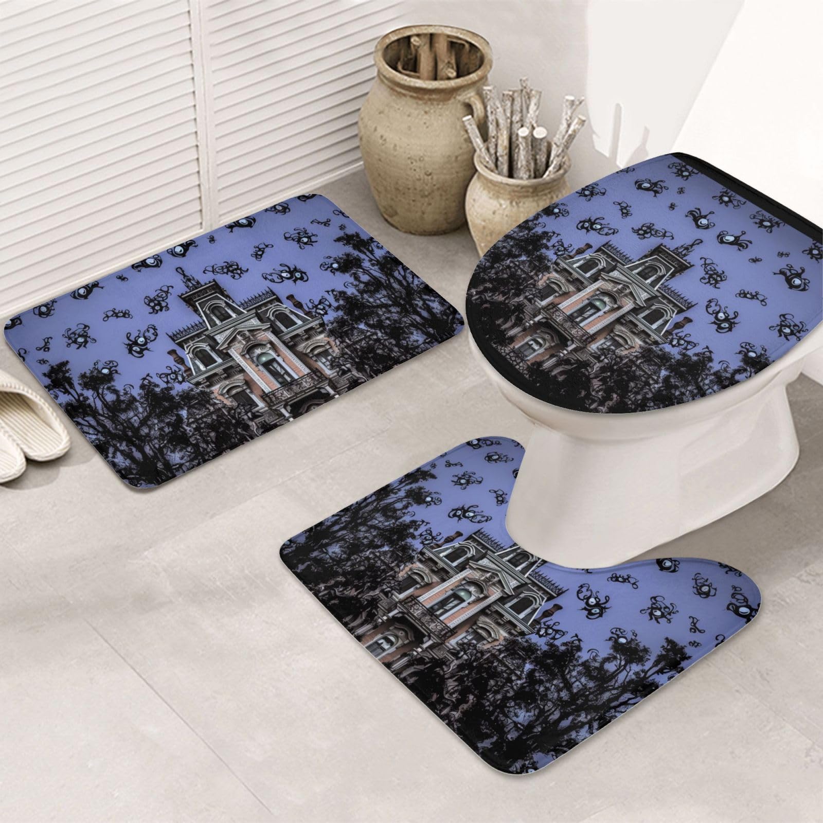 Tapis de bain antidérapant Haunted Mansion absorbant en flanelle