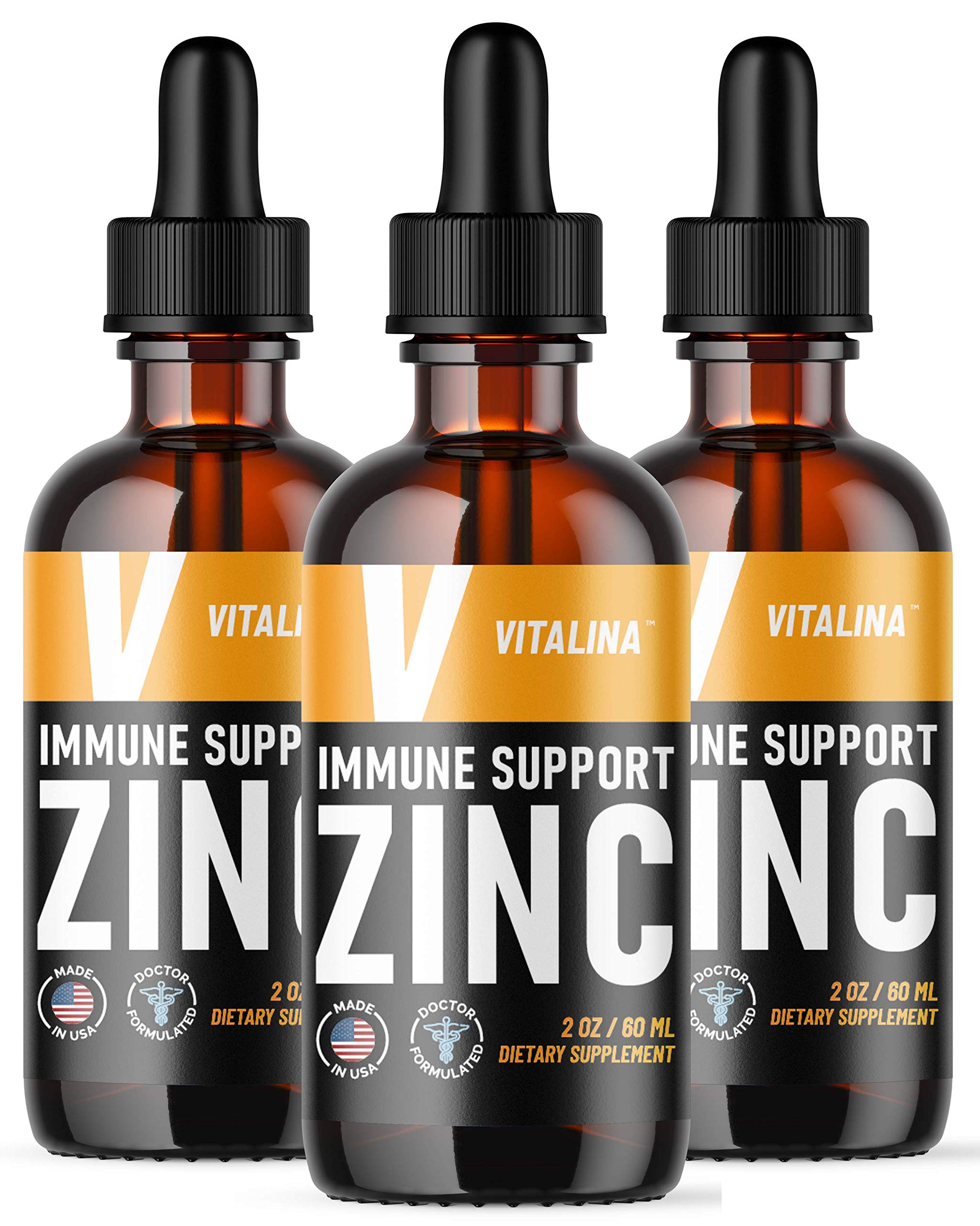 (3 Pack) Immune Support Zinc Liquid Drops, Adult & Child Service Size, Instant Absorption, Essential Mineral Supplement, Flavorless & Easy to Take